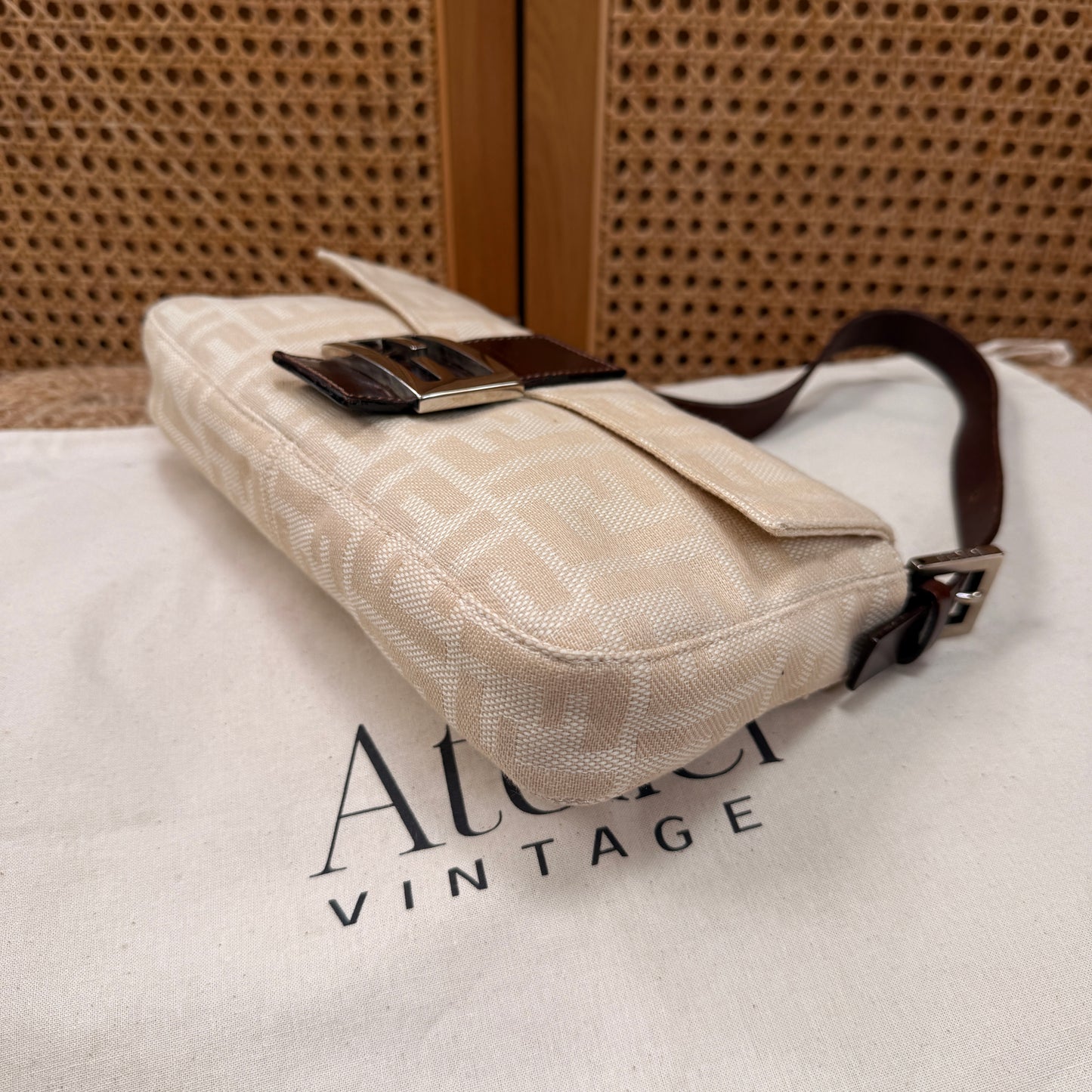 Fendi 1990s Original Baguette in Beige Canvas