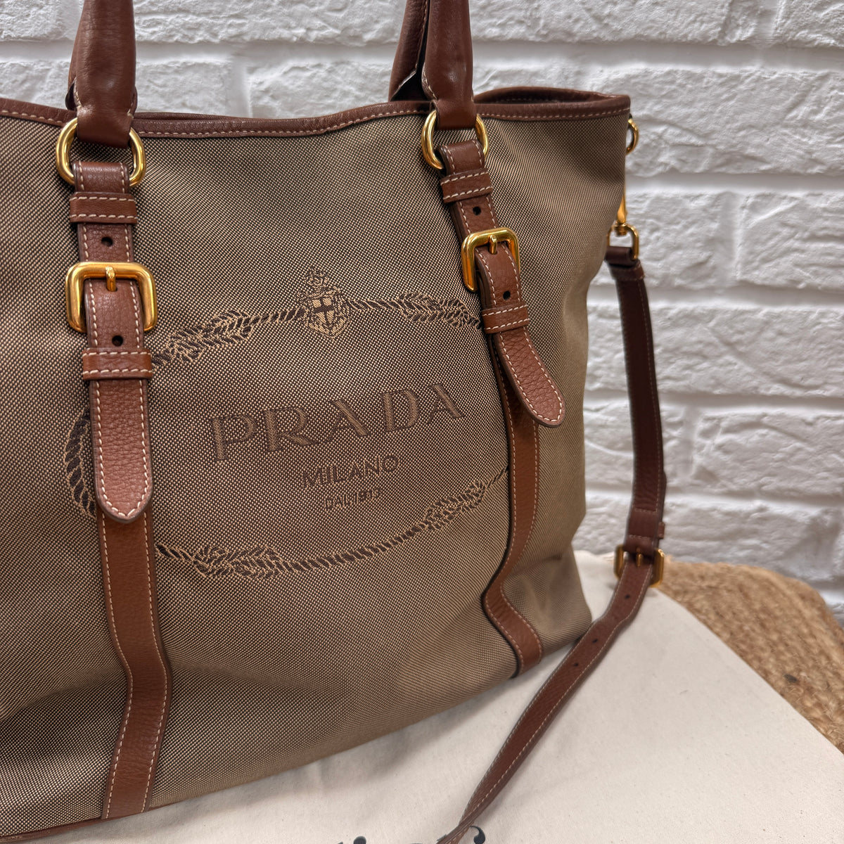 Prada 1990s Canapa Two Way Tote