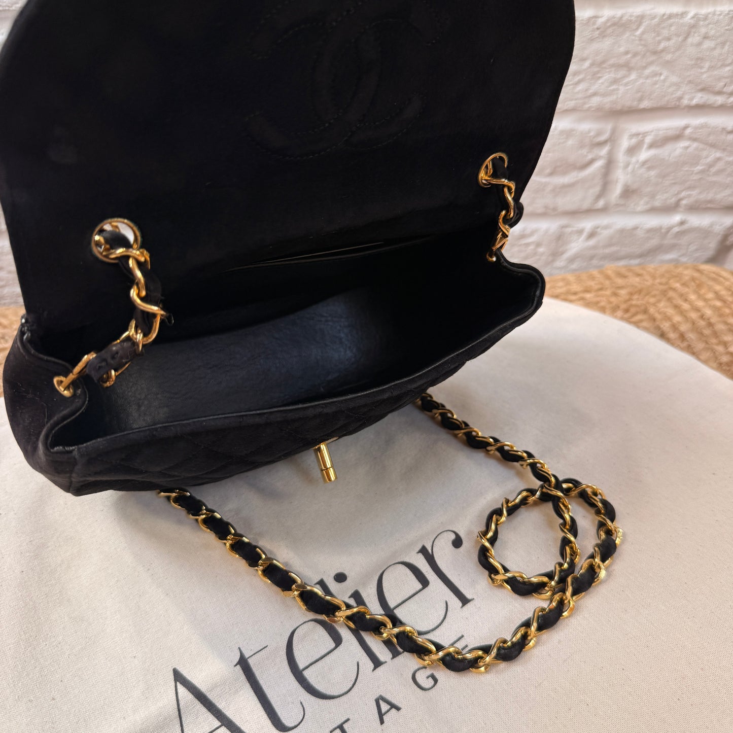 Chanel Rare 1986 Suede Half Moon Single Flap