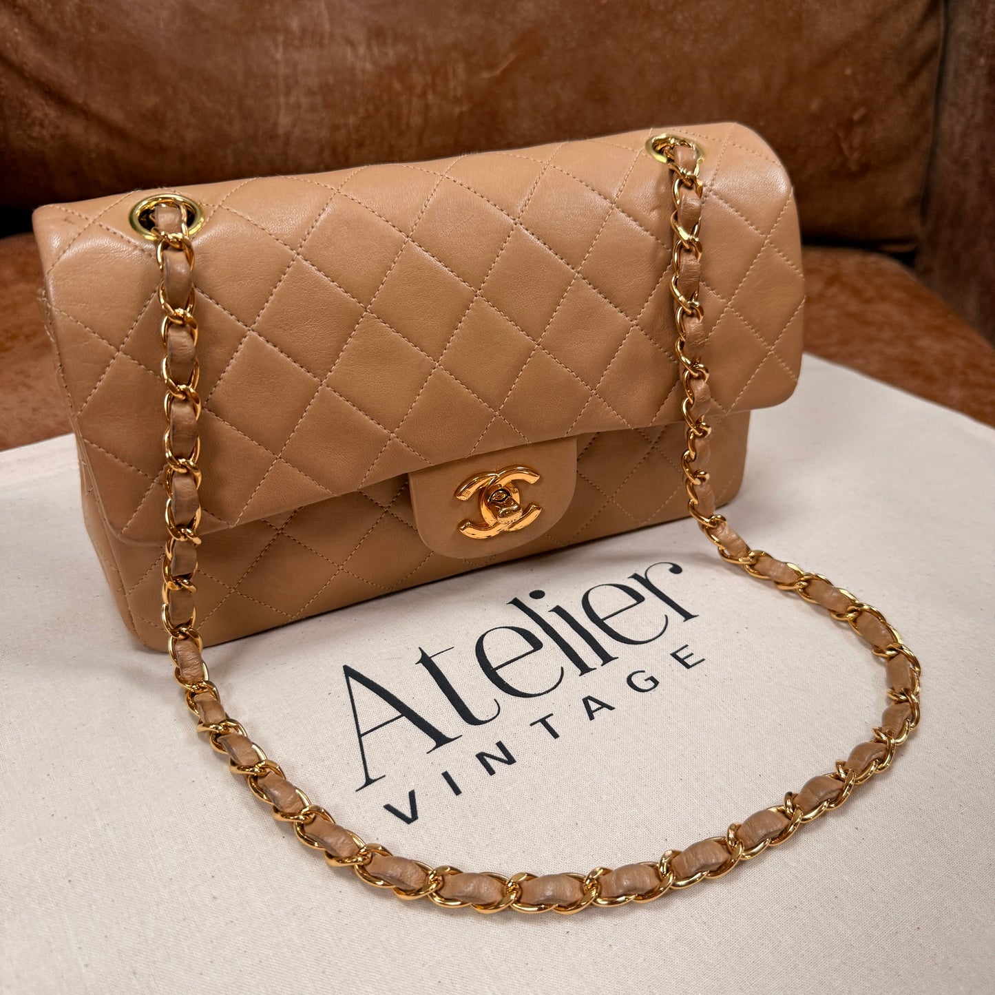Chanel 1997 Rare Dark Beige Classic Double Flap Small