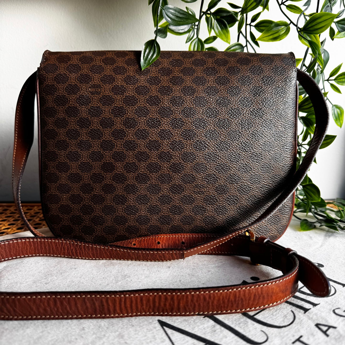 Celine Macadam Triomph Brown Shoulder Bag