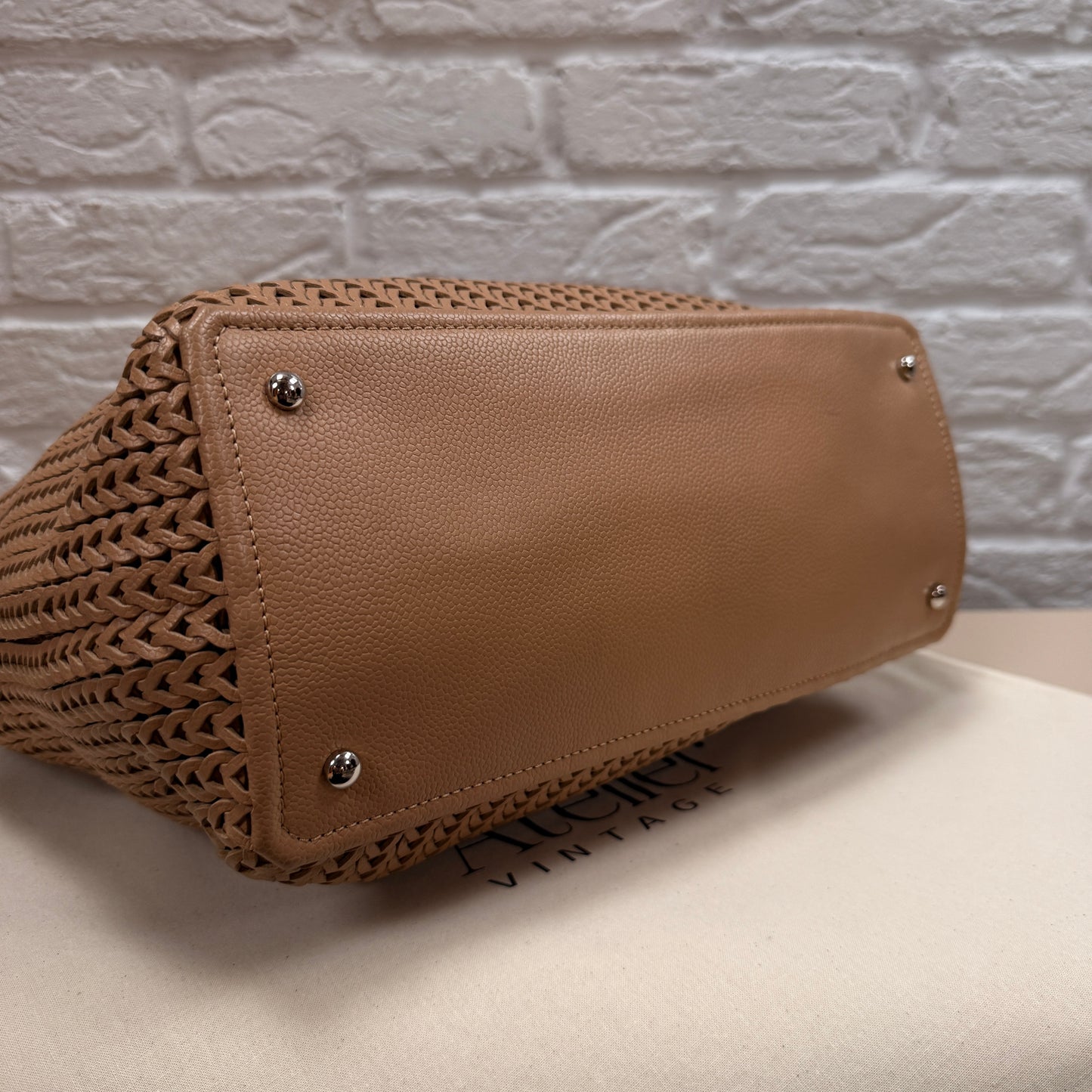 Chanel 2004 Beige Woven Caviar Leather Tote