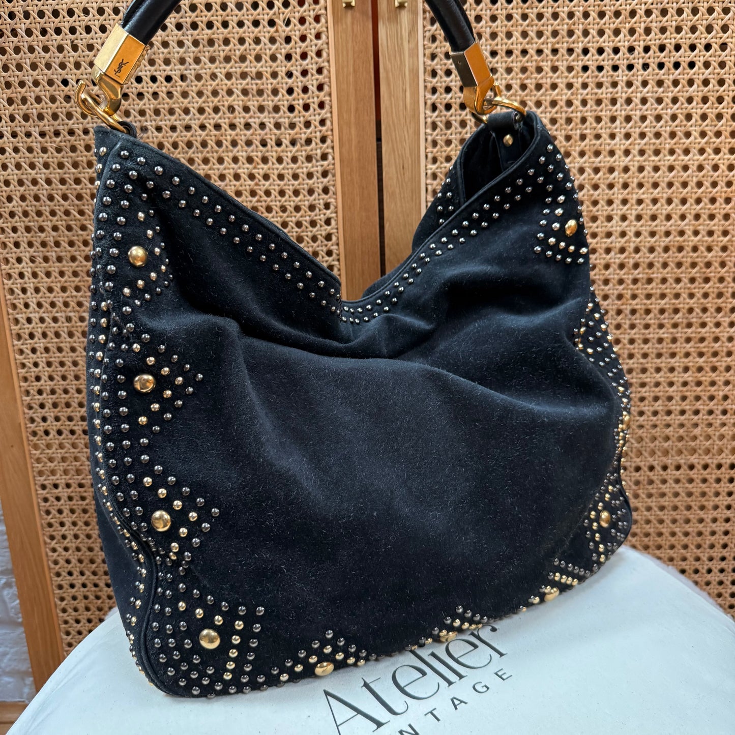 Saint Laurent 2008 Besace Suede & Studded Tote