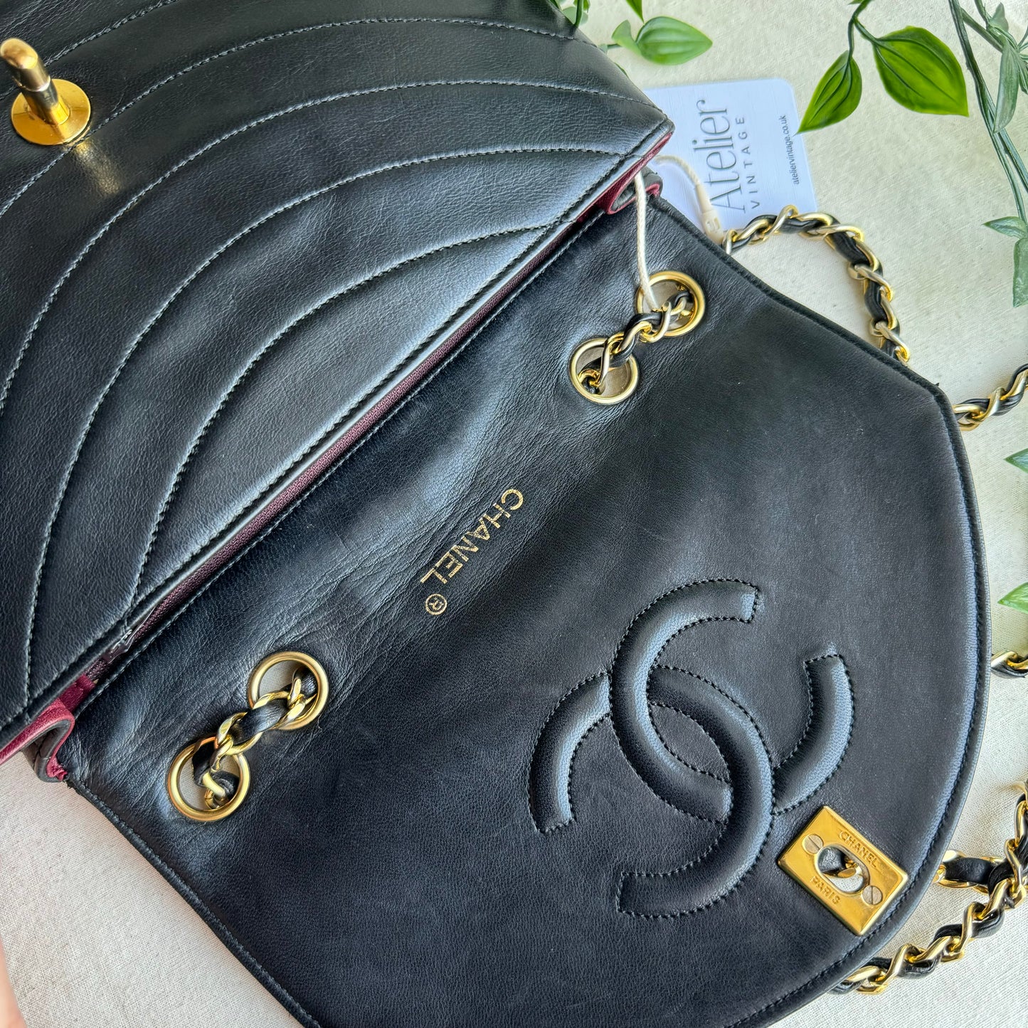Chanel Early 1980s Rare Half Moon Quilted Single Flap