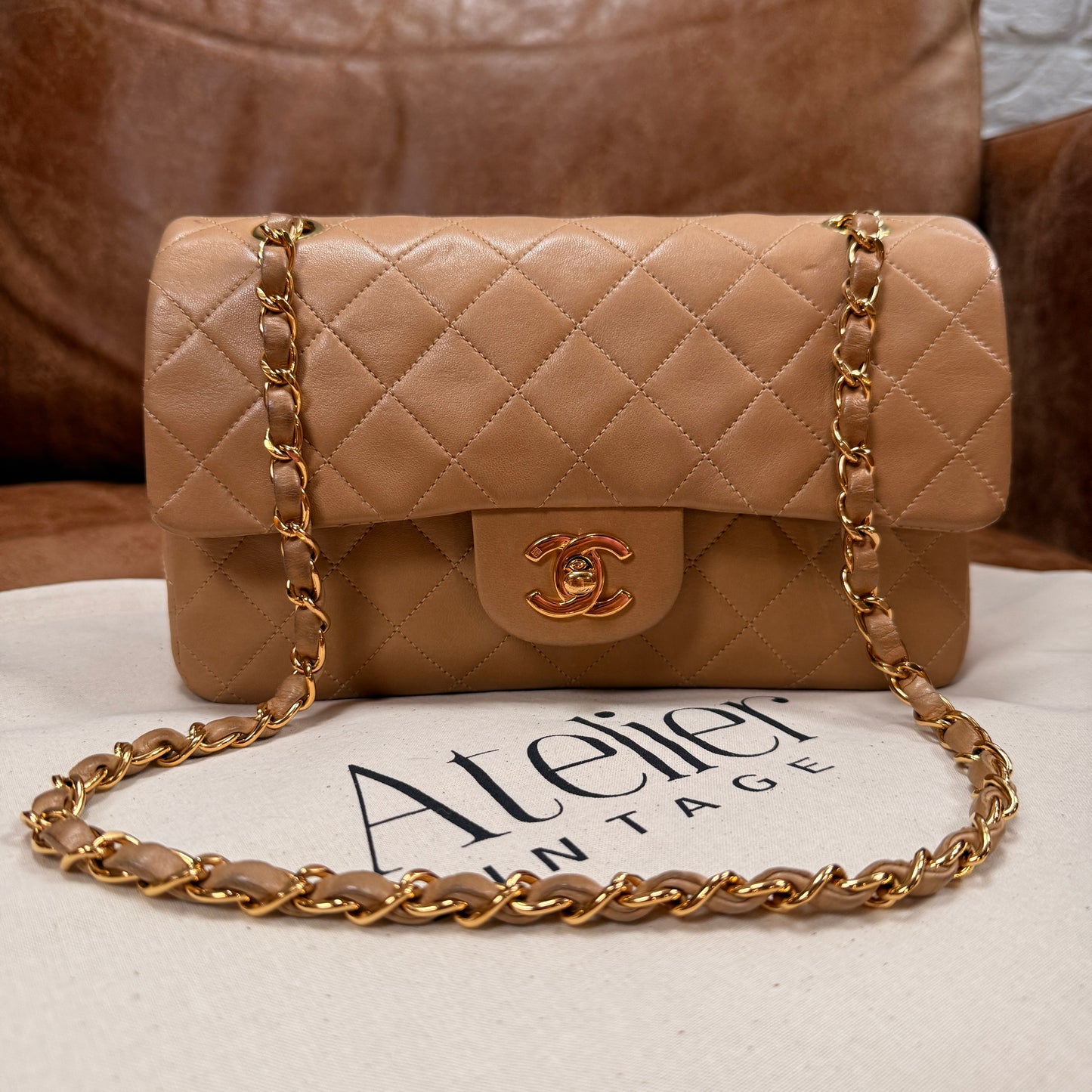 Chanel 1997 Rare Dark Beige Classic Double Flap Small