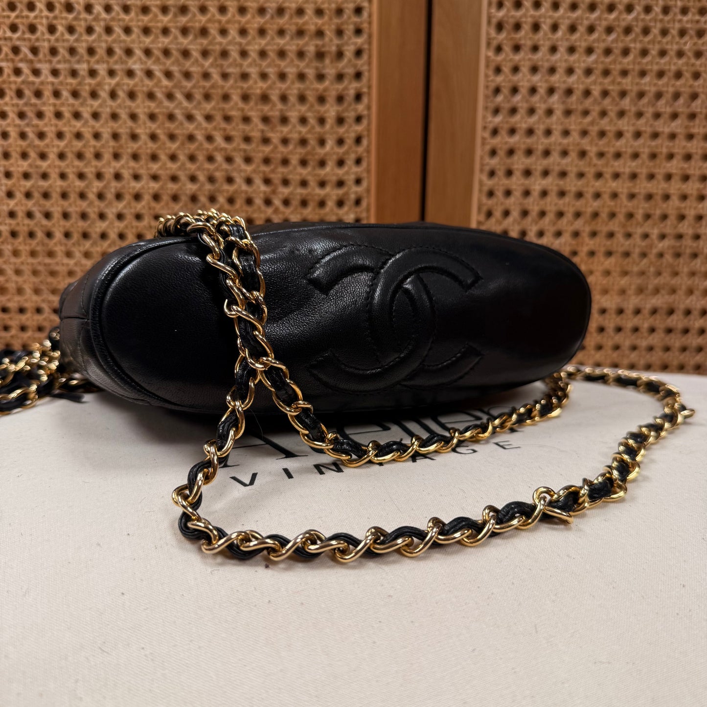 Chanel 1989 Black Camera Style Envelope Mini Tote