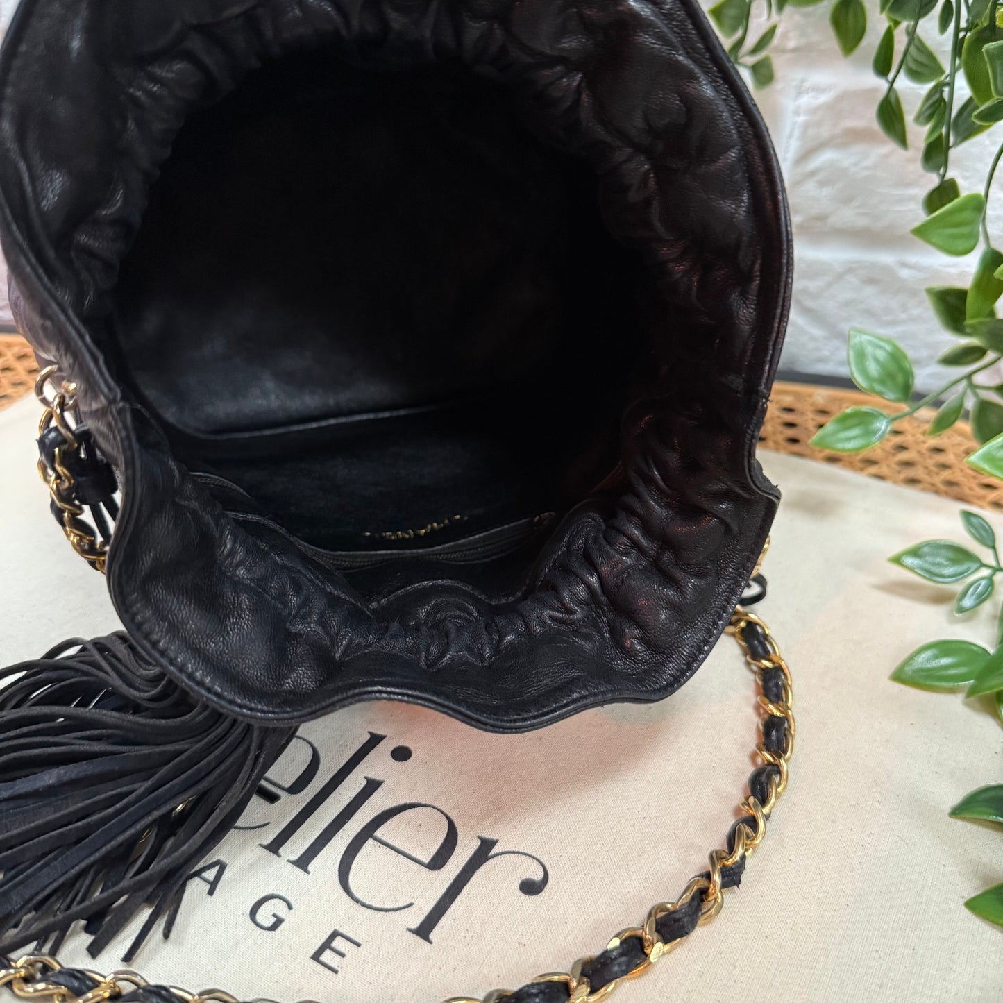 1997 Lambskin Double Tassel Bucket Bag