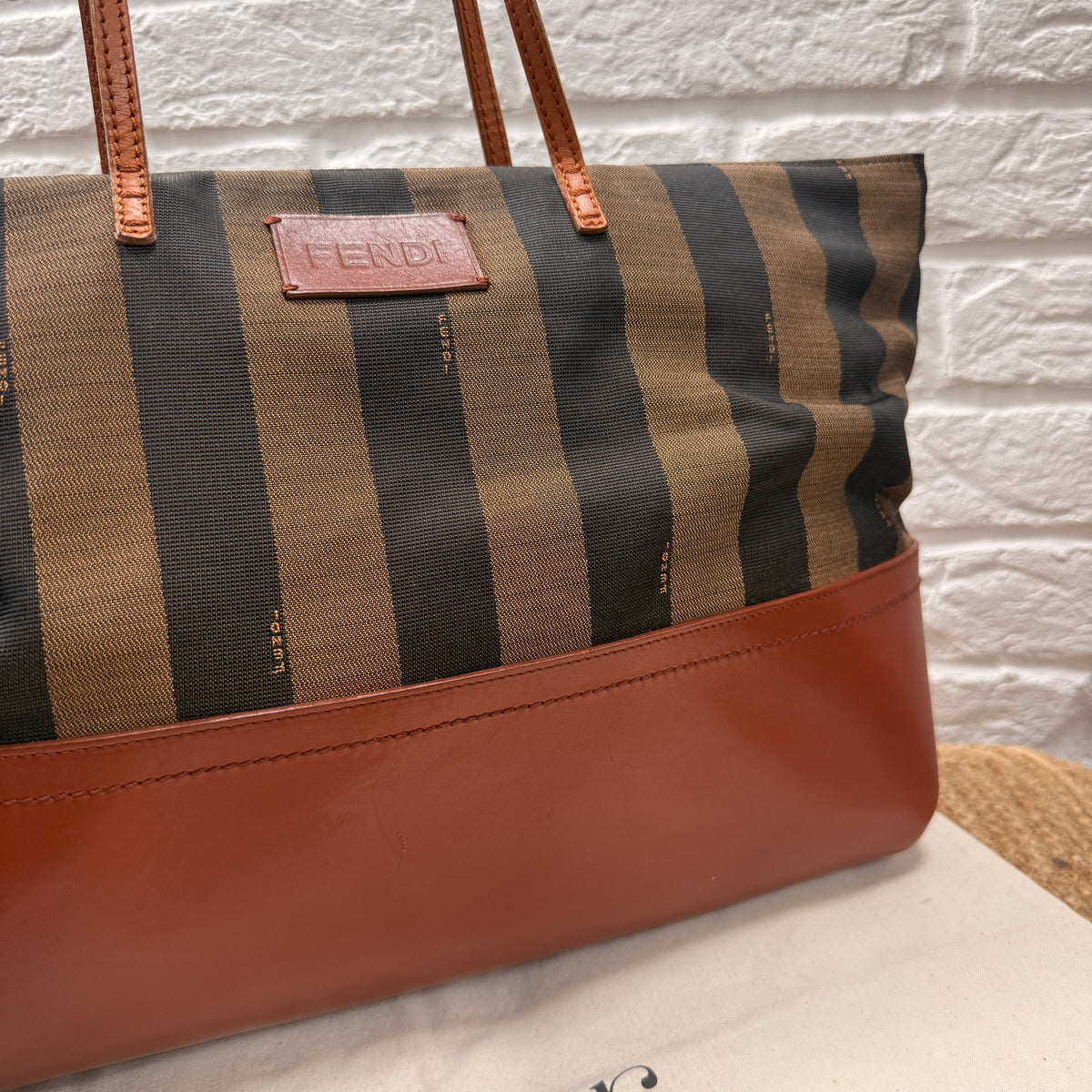 Fendi 1990s Pequin Tote