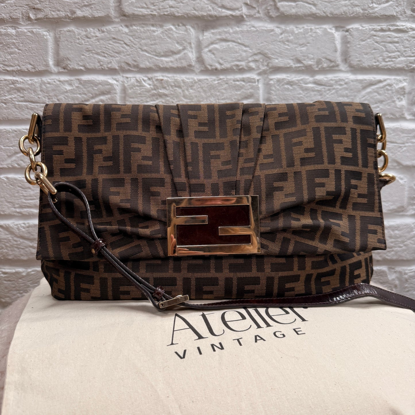 Fendi 1990s Rare Fendi Mia Mamma Two Way Cross Body Maxi Baguette