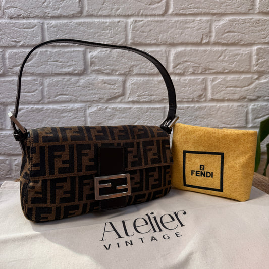 Fendi 1990s Original Baguette in Brown Zucca Print Canvas