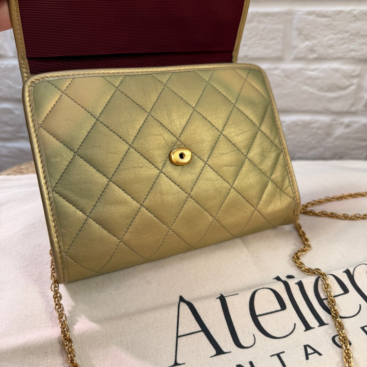Chanel Early 1980s Rare Gold Lambskin Leather Single flap Cross Body