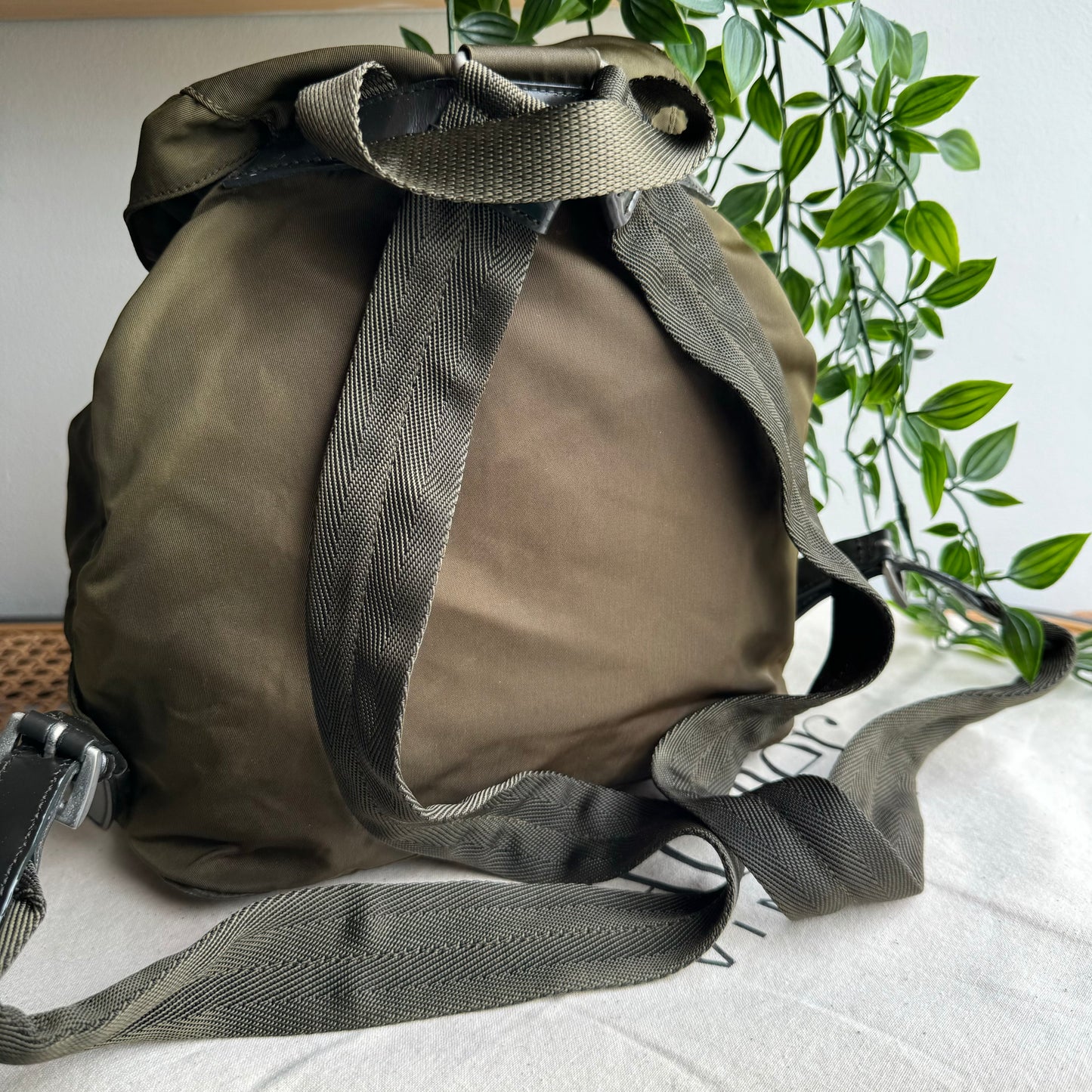 Prada Khaki Nylon Back Pack