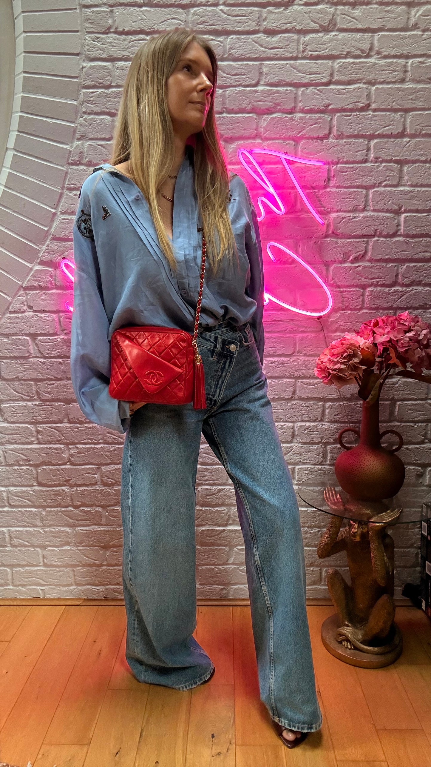 Chanel 1989 Red Quilted Tassel Camera Bag