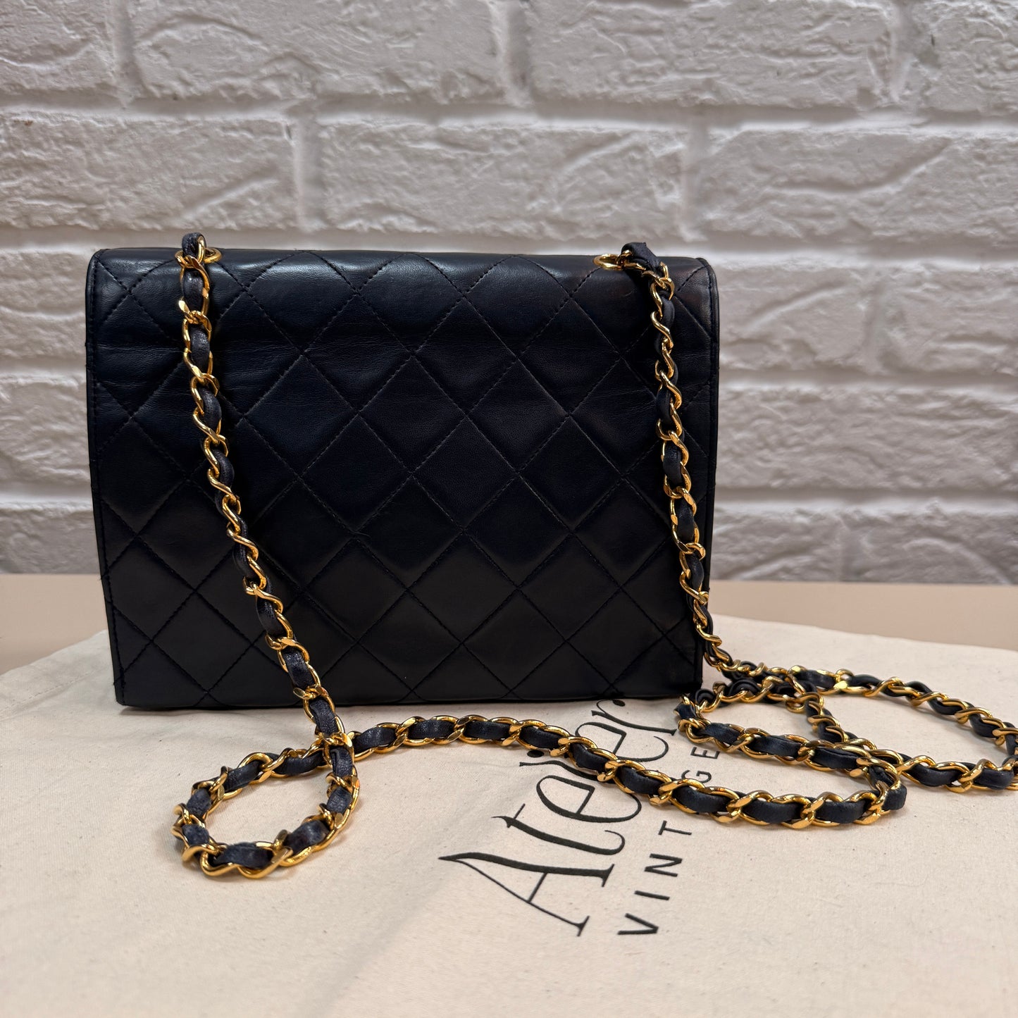 Chanel 1989 Rare Navy Jumbo CC Envelope Flap