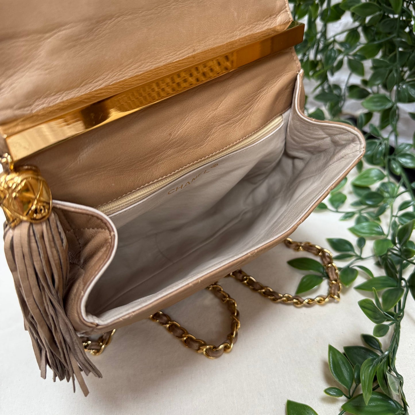 Chanel 1989 Rare Dark Beige Tassel Envelope Flap