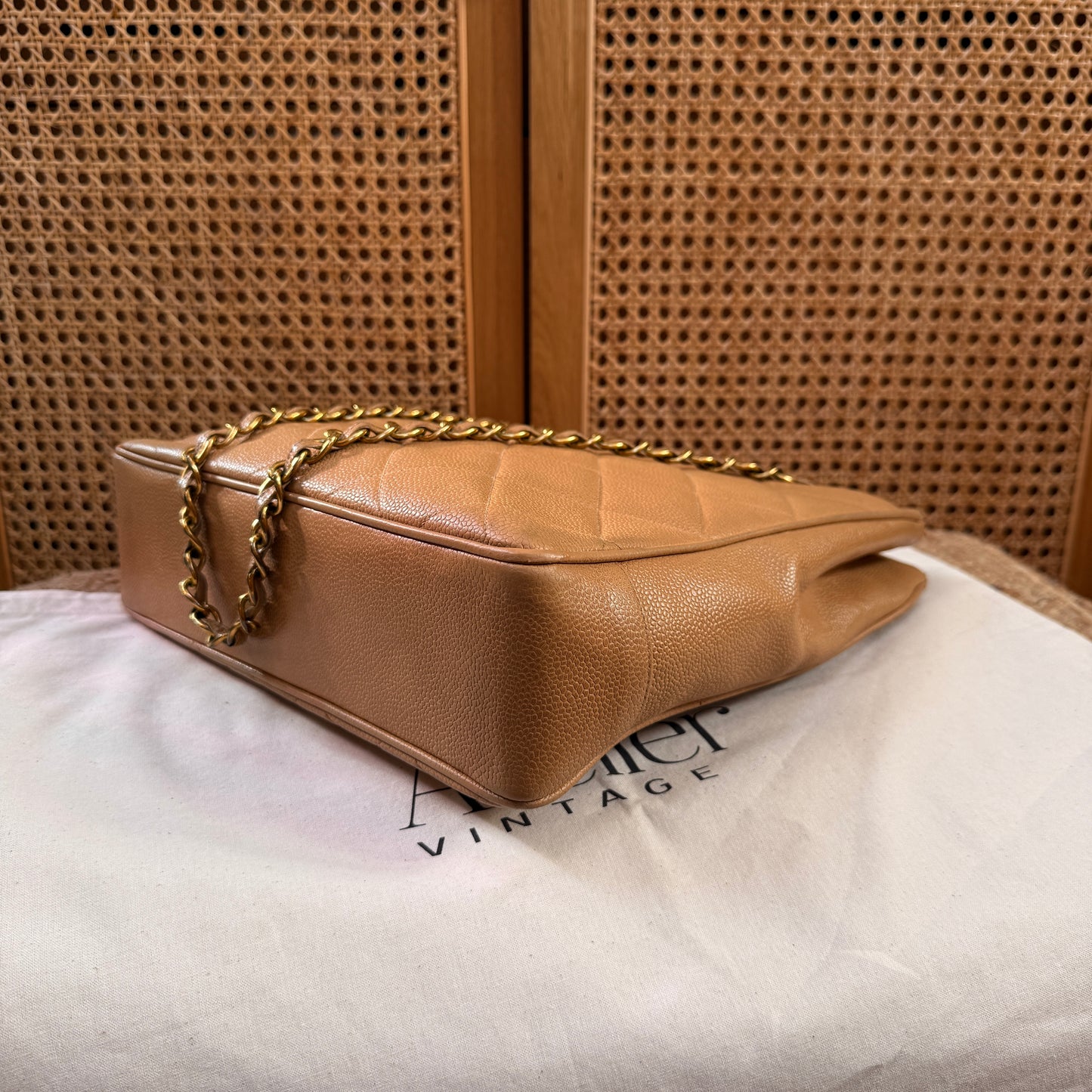 Chanel 1996 Dark Beige Caviar Tote with Jumbo CC Turnlock