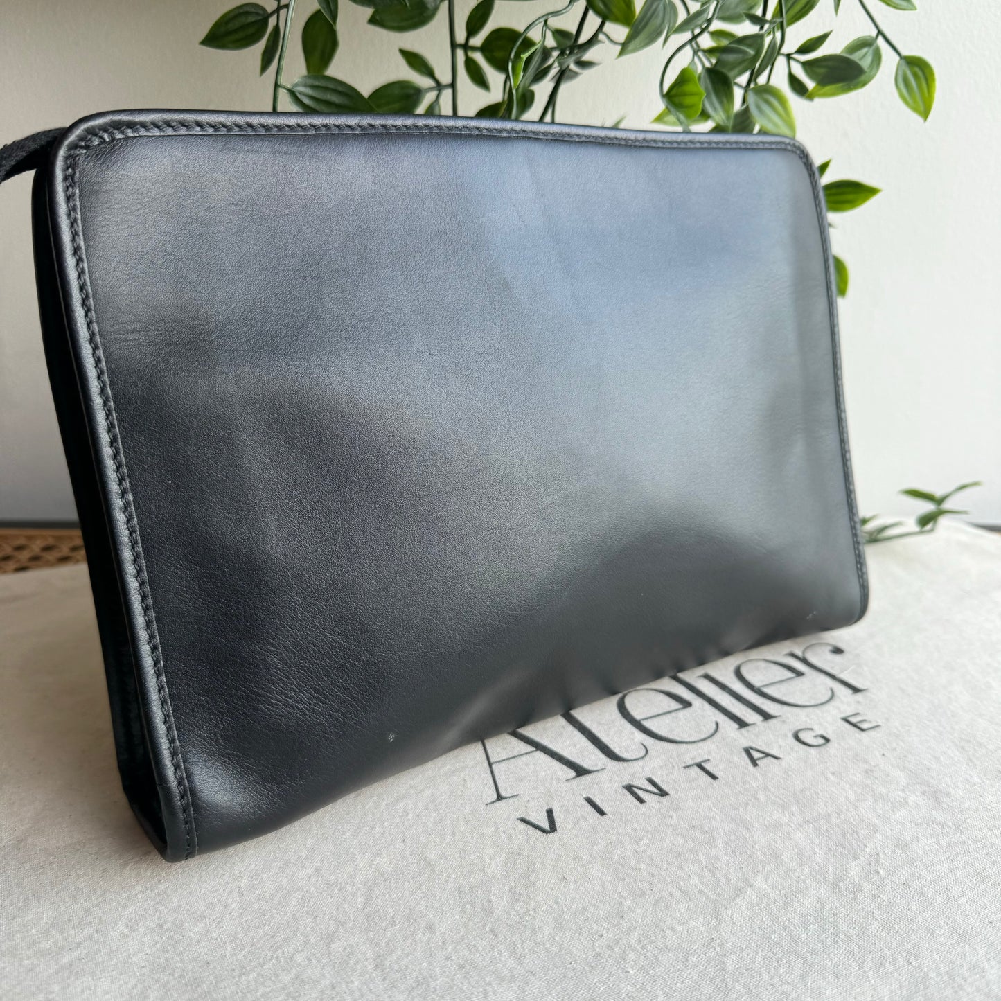 Celine Black Leather Clutch