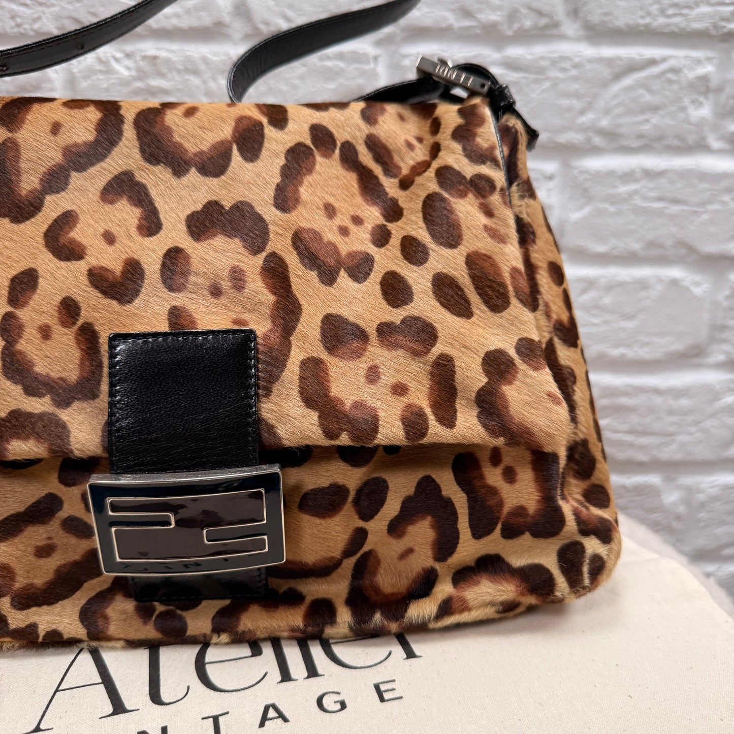 Fendi 1990s Original Fendi Mamma Baguette In Leopard Print Pony Hair