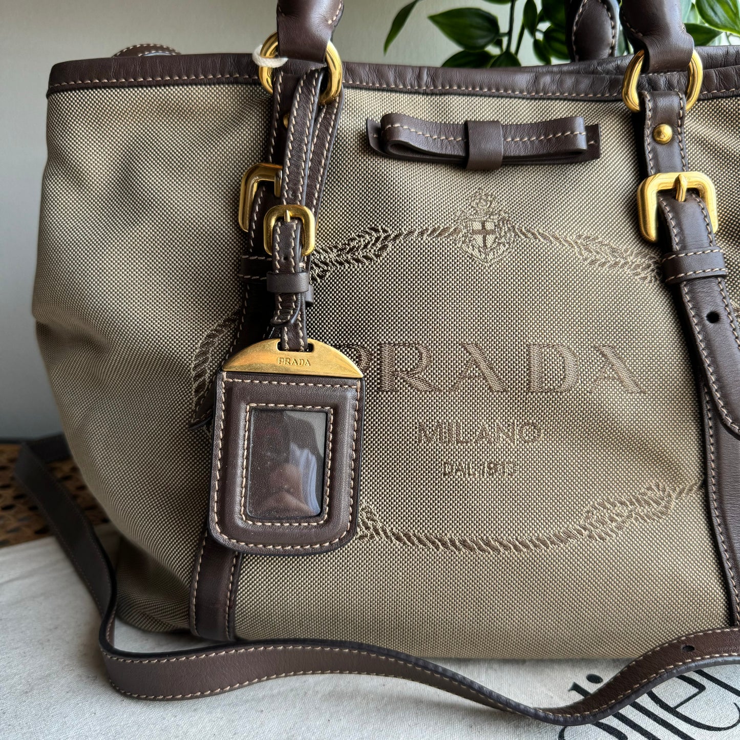 Prada Vintage Canvas Two Way Tote