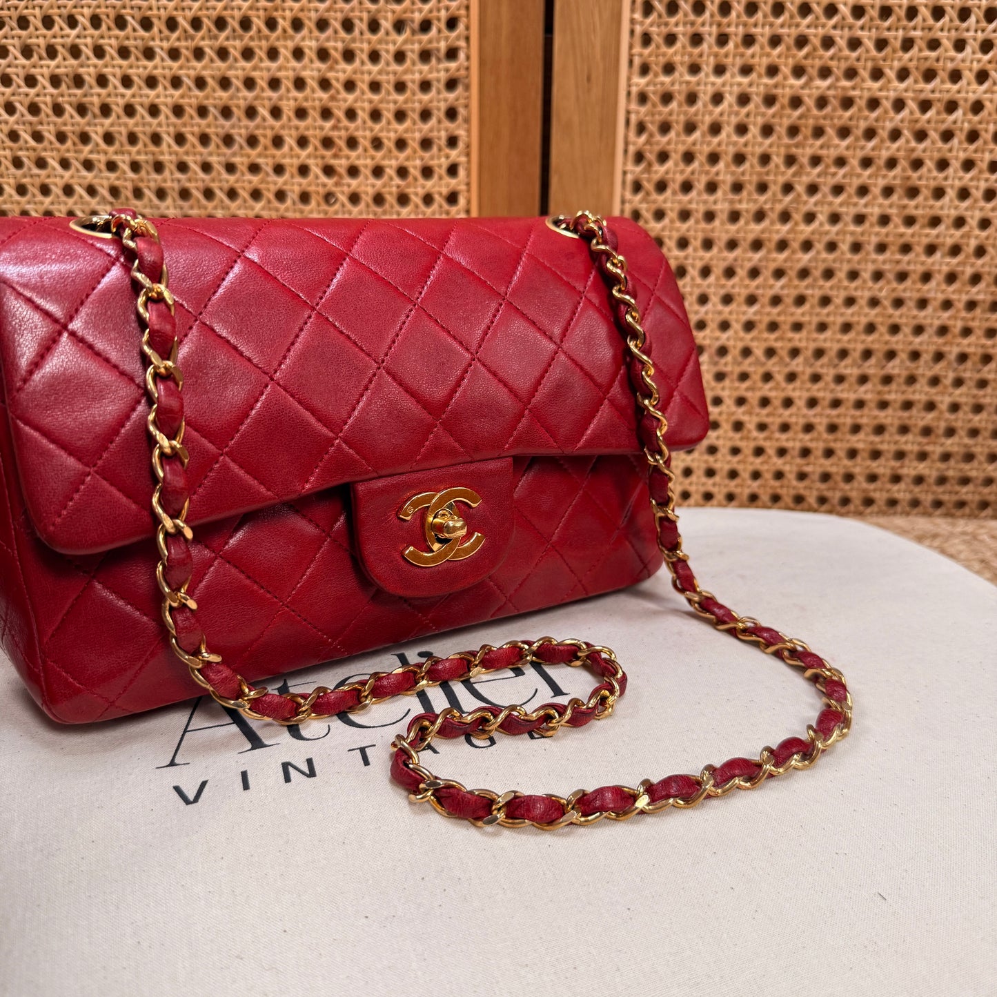 Chanel 1989 Red Classic Double Flap Small