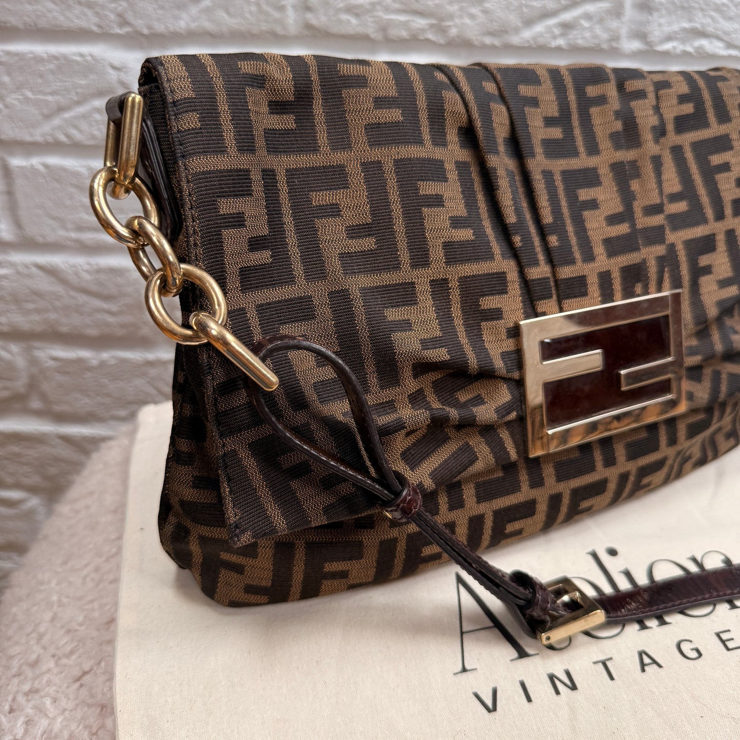 Fendi 1990s Rare Fendi Mia Mamma Two Way Cross Body Maxi Baguette