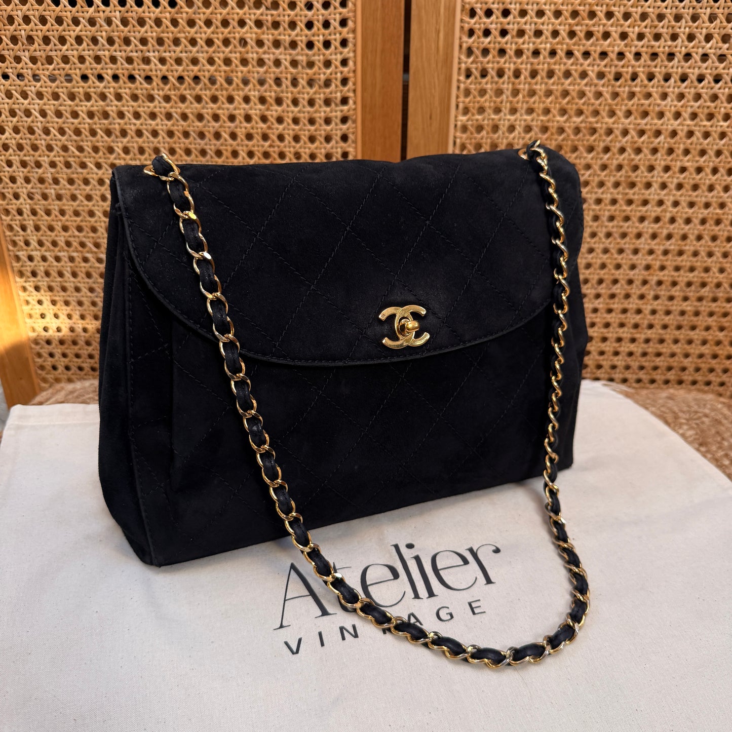 Chanel Rare 1997 Large Suede Single Flap