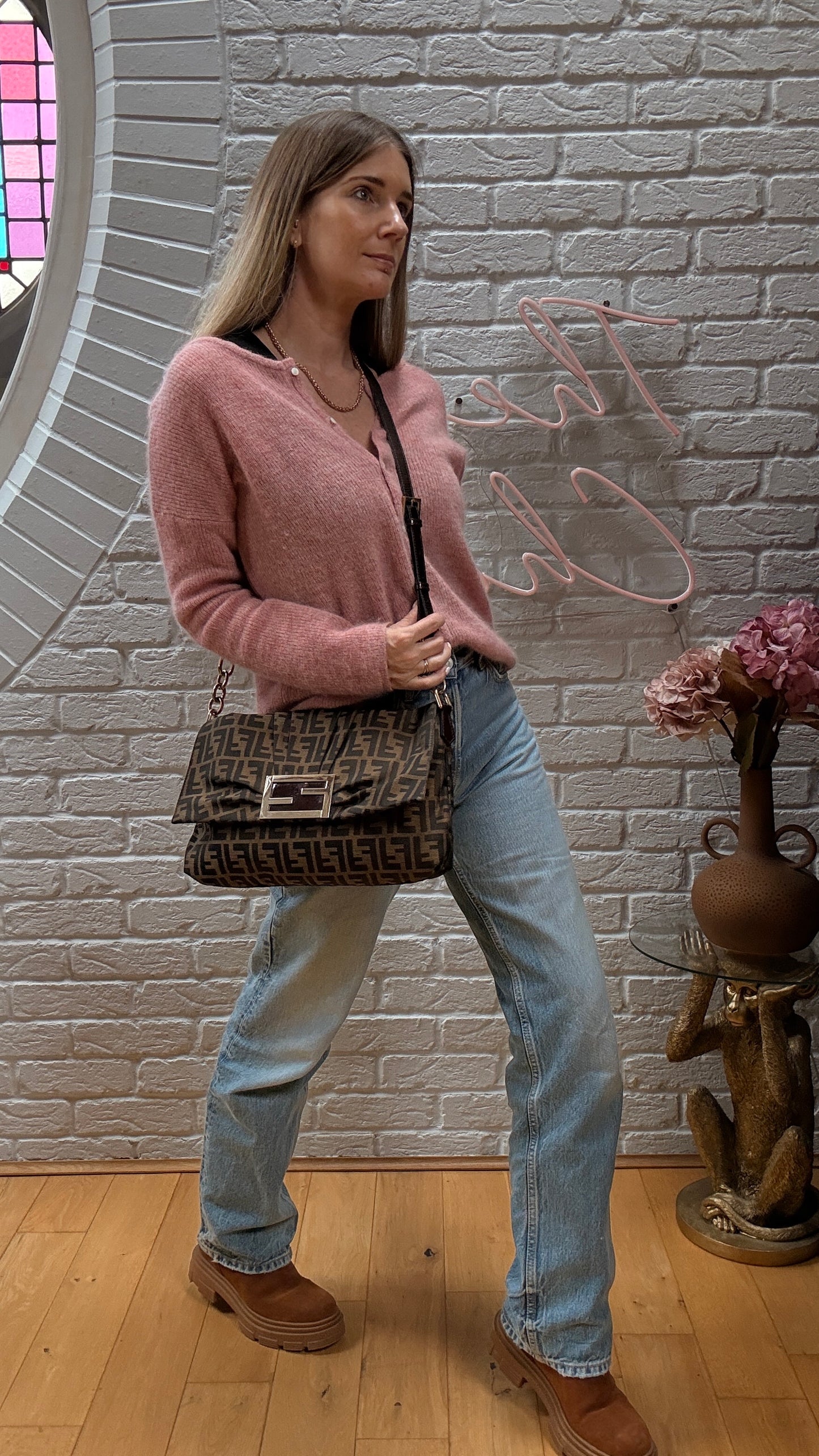 Fendi 1990s Rare Fendi Mia Mamma Two Way Cross Body Maxi Baguette