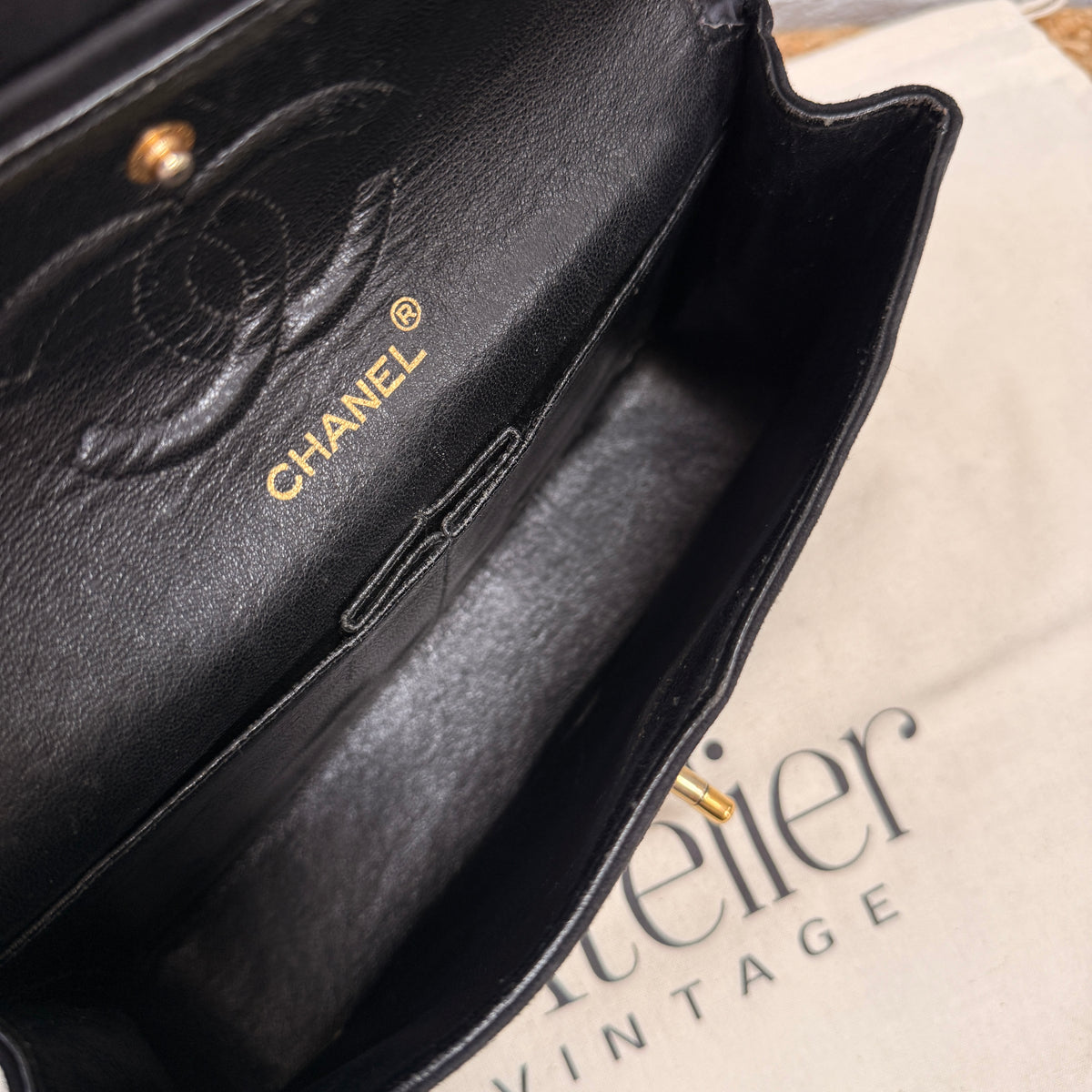 Chanel 1986 Rare Suede Black Classic Double Flap Small