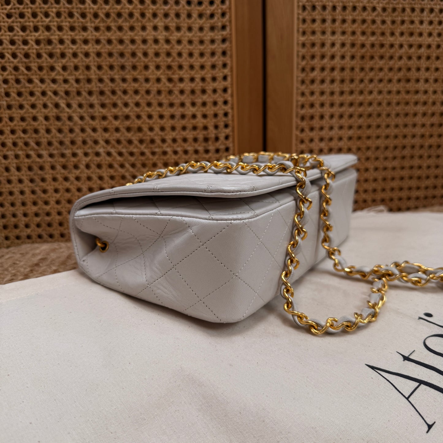Chanel 1989 Ivory Classic Medium Rectangle Full Flap