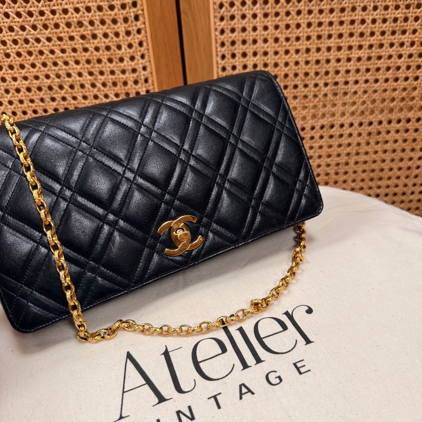 Chanel Rare Early 1980s Double Diamond Quilted Bijoux Chain Classic Rectangle