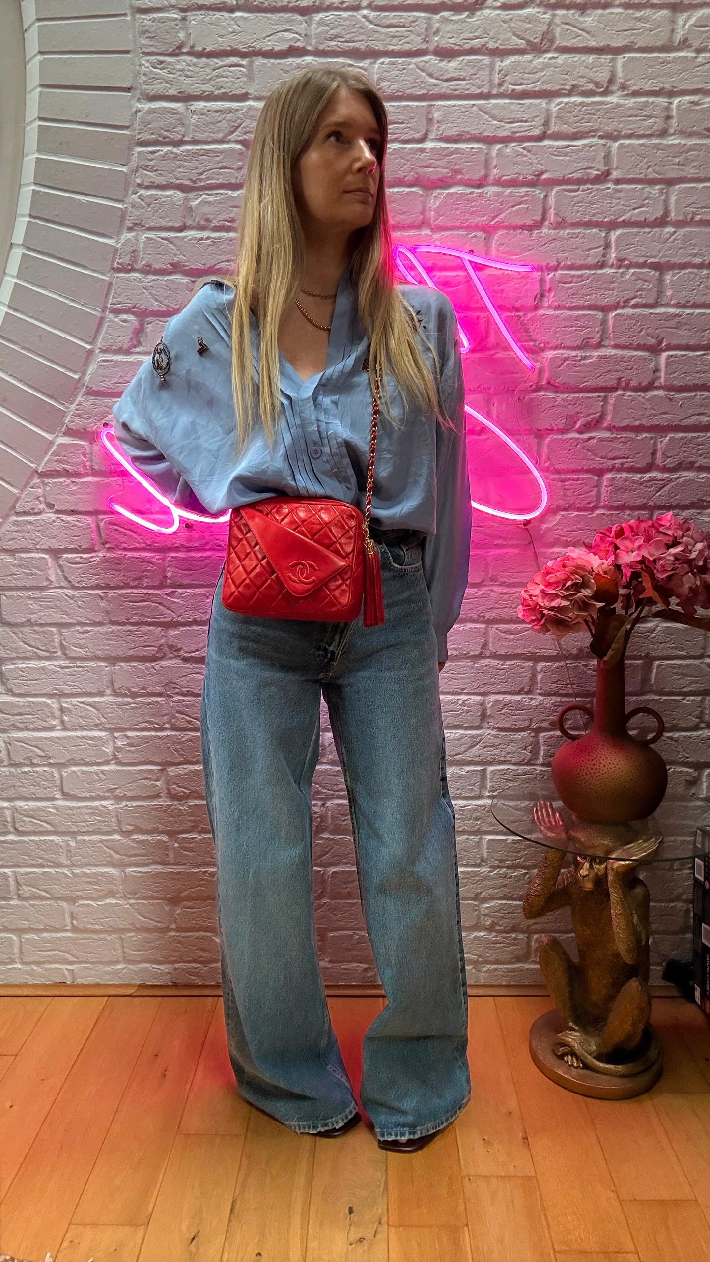 Chanel 1989 Red Quilted Tassel Camera Bag