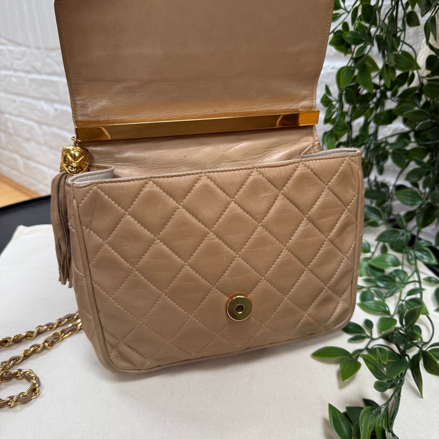 Chanel 1989 Rare Dark Beige Tassel Envelope Flap