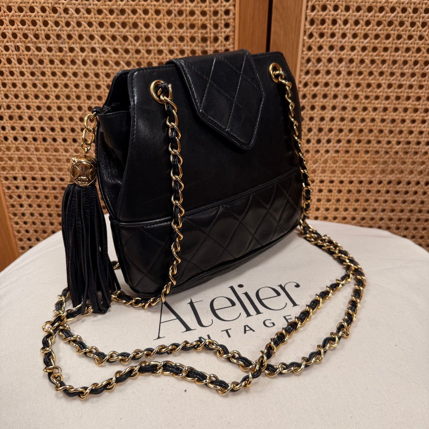 Chanel 1989 Black Camera Style Envelope Mini Tote