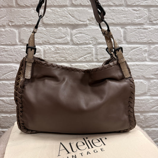 Bottega Veneta 1990s Bottega Veneta Taupe & Beige Lizard Leather Tote