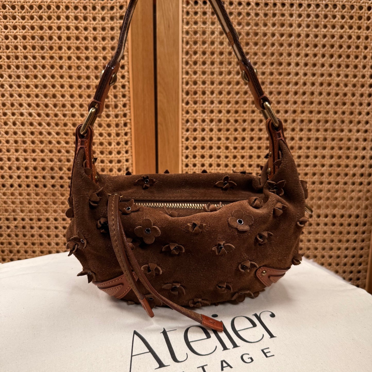 Louis Vuitton 2008 Rare Brown Suede Flower Mahina Onatah PM