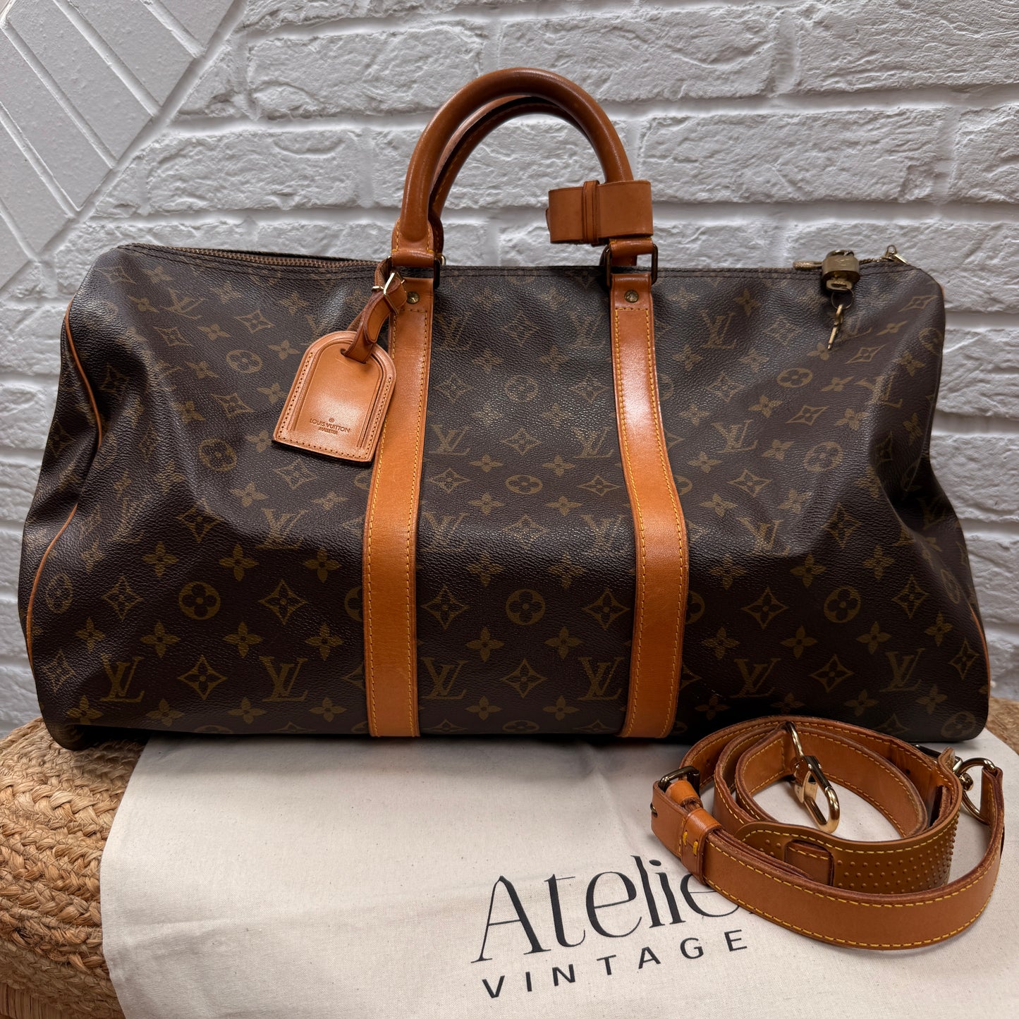 Louis Vuitton 1990 Keepall Bandoulier 50 with luggage tag, padlock, keys & handle strap