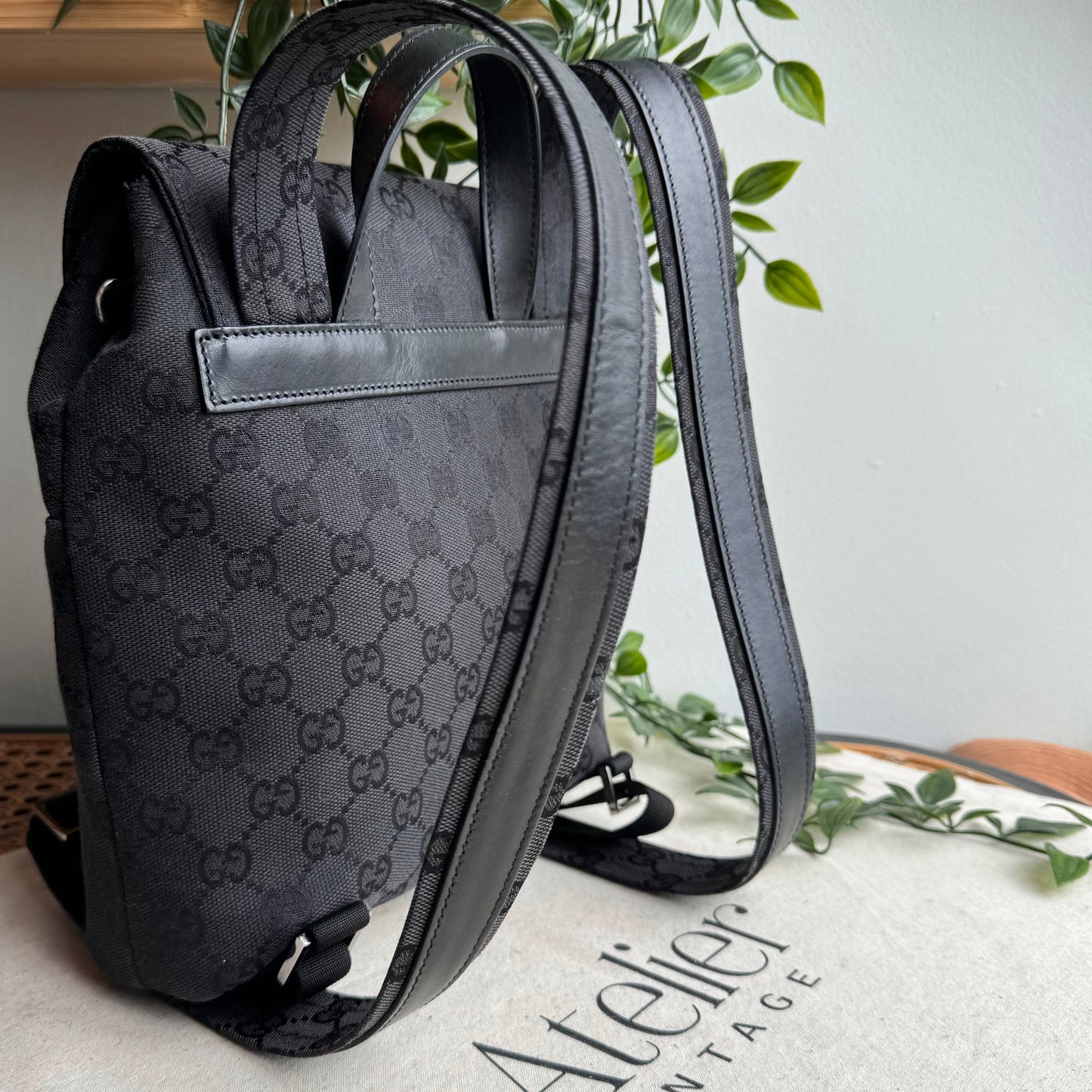 Gucci 2000s GG Canvas & Leather Top Handle Back Pack
