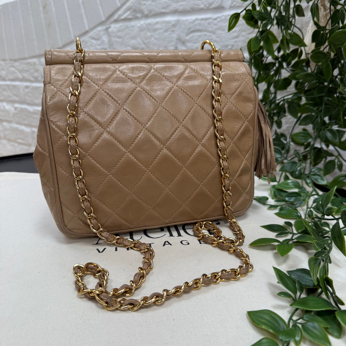 Chanel 1989 Rare Dark Beige Tassel Envelope Flap