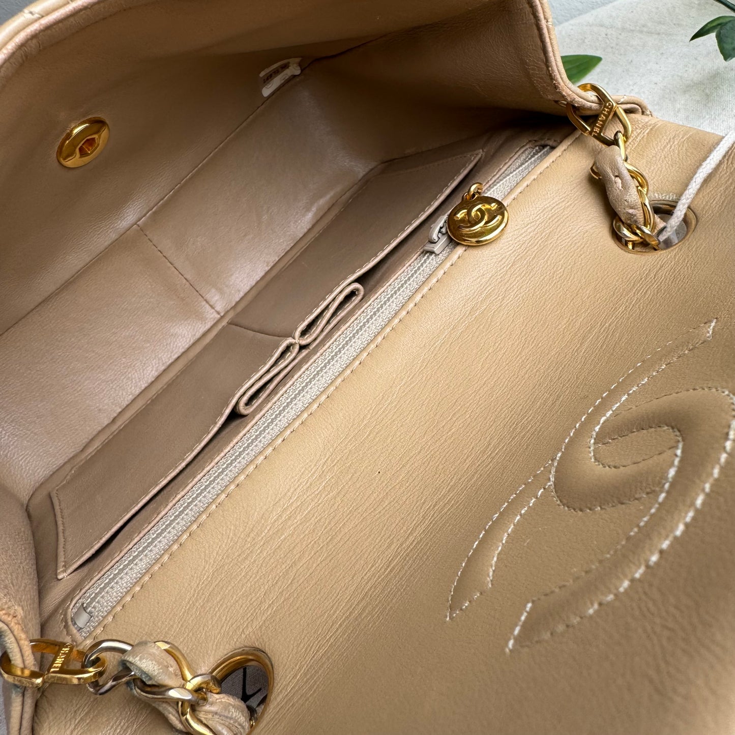 Chanel 1989 Beige Square Classic Single Flap Medium