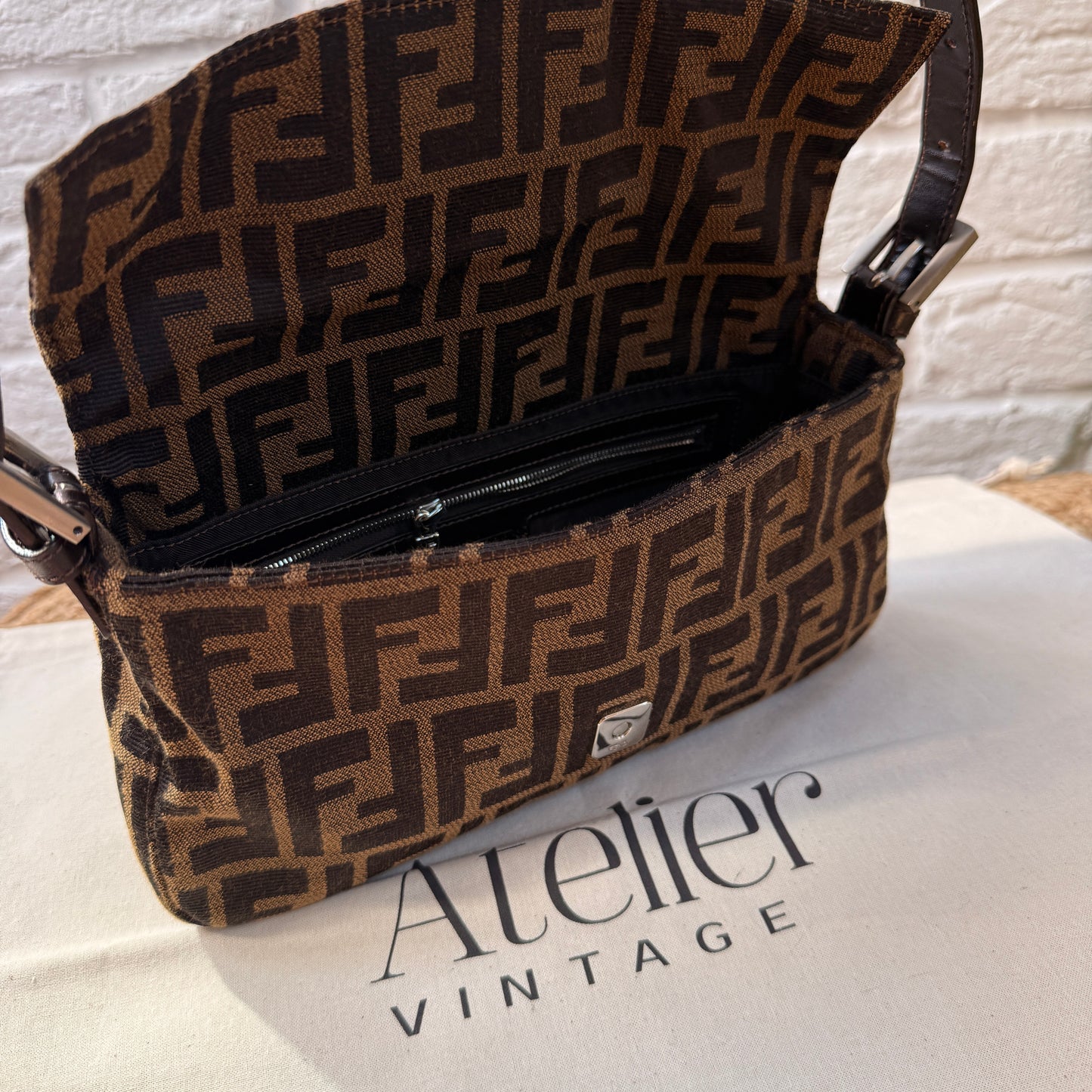Fendi 1990s Original Baguette in Brown Zucca Print Canvas