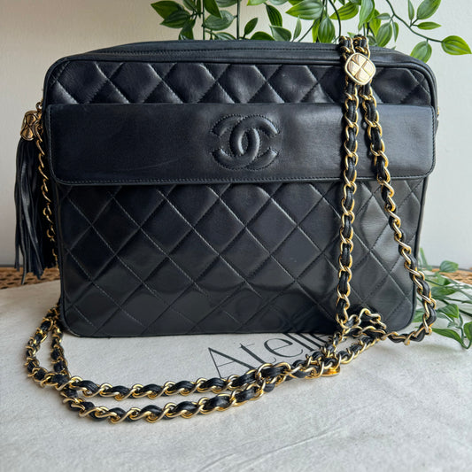 Chanel 1989 Double Chain Camera Bag Tote