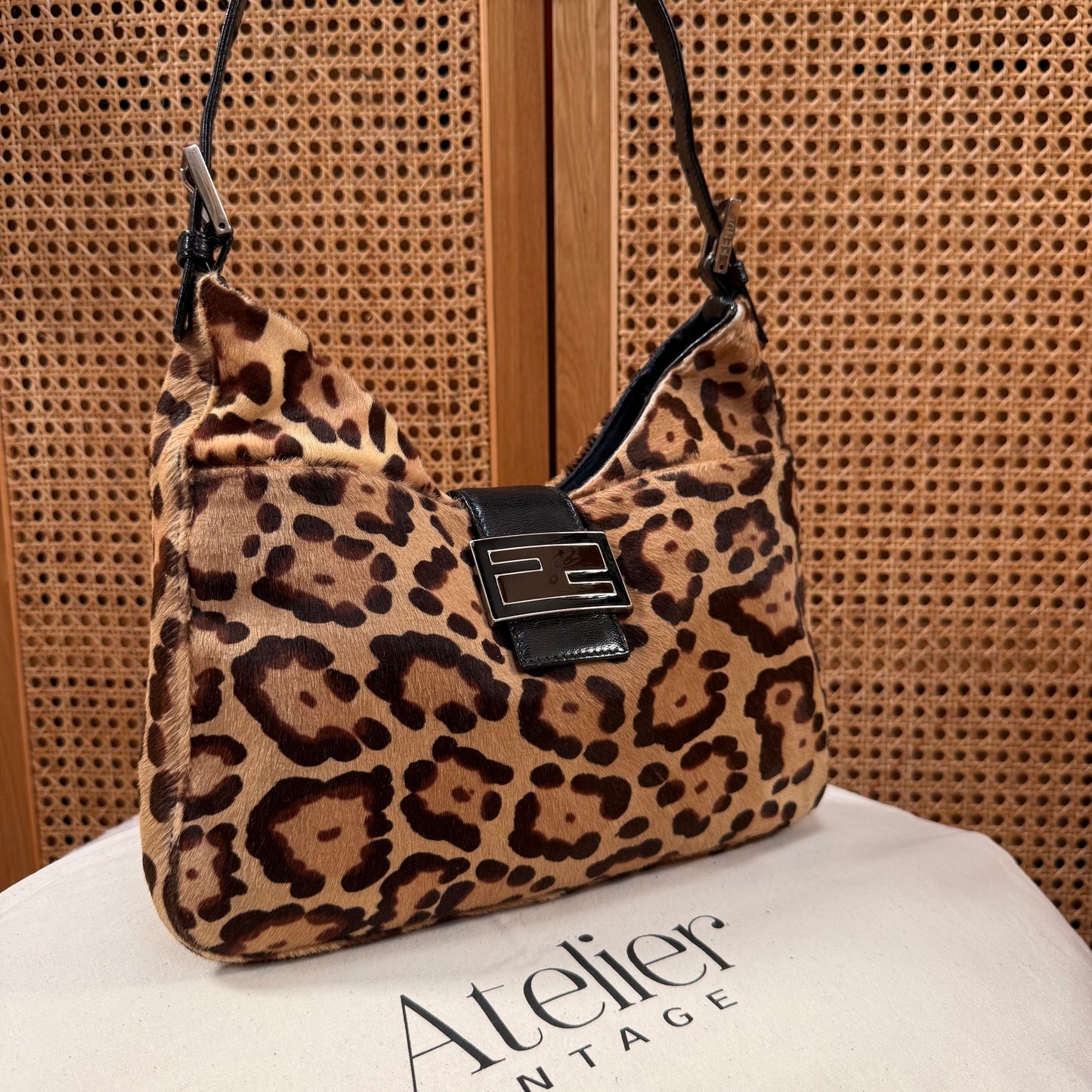 Fendi 2002 Mamma Baguette Leopard Tote - Limited Edition Pony Hair & Enamel Closure