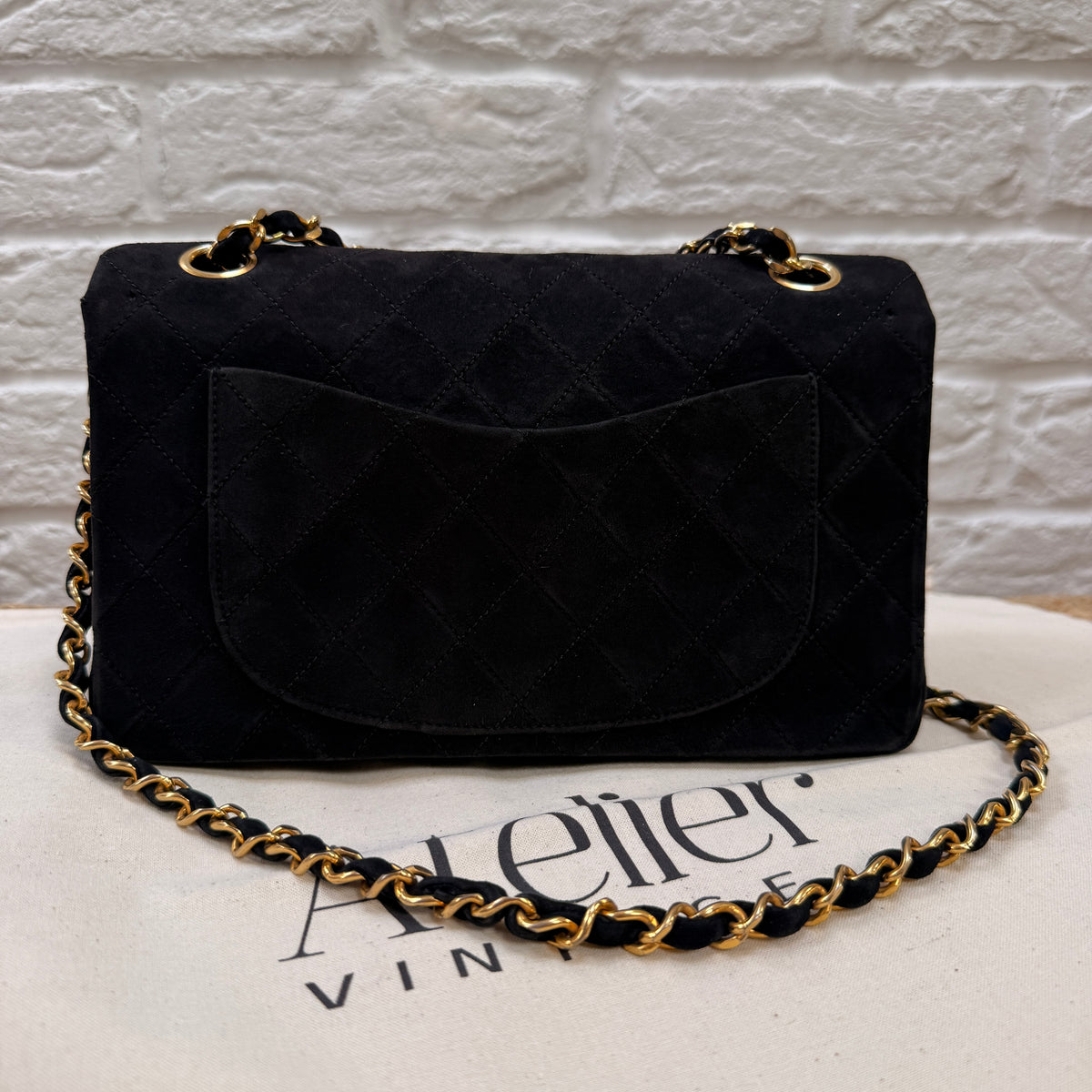 Chanel 1986 Rare Suede Black Classic Double Flap Small