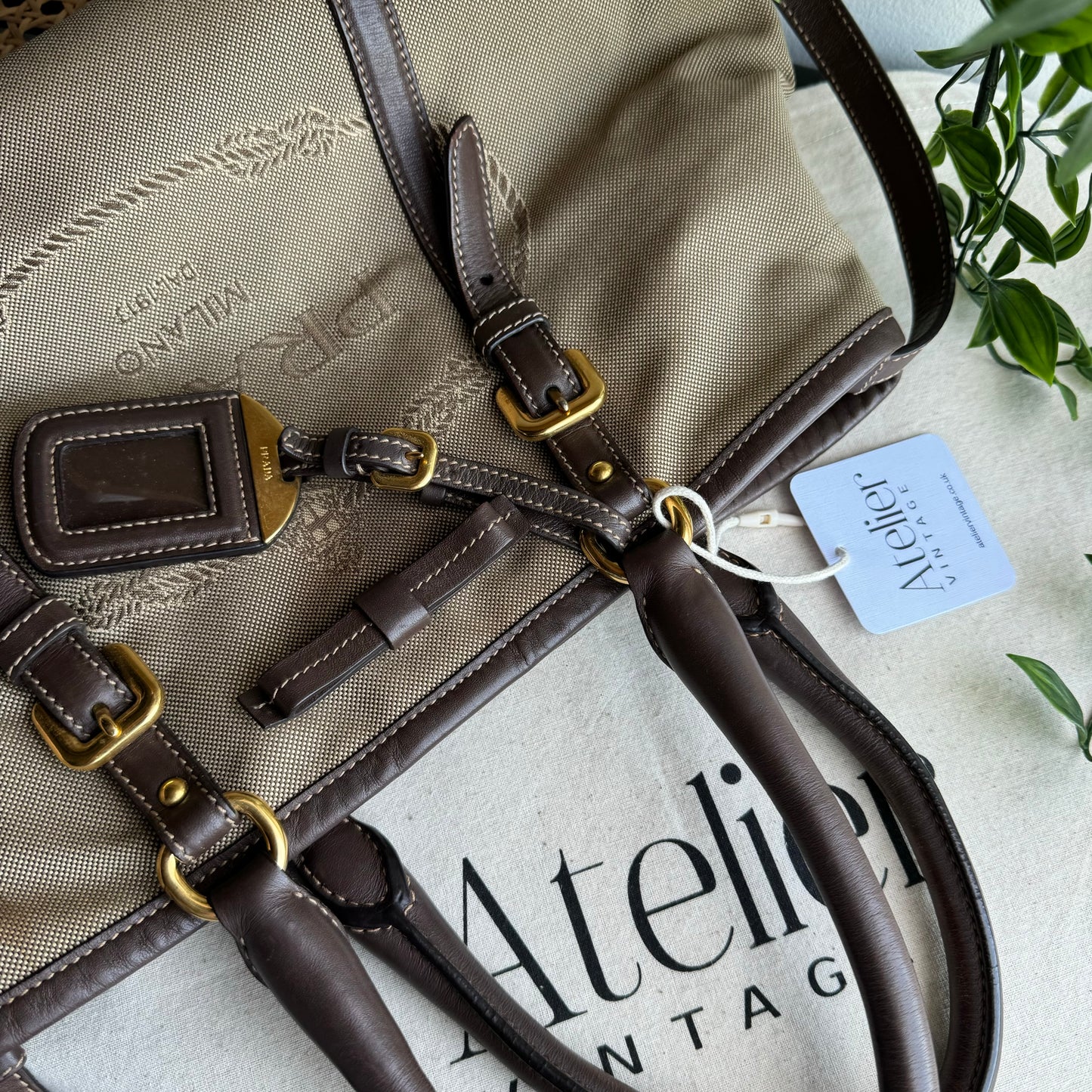 Prada Vintage Canvas Two Way Tote