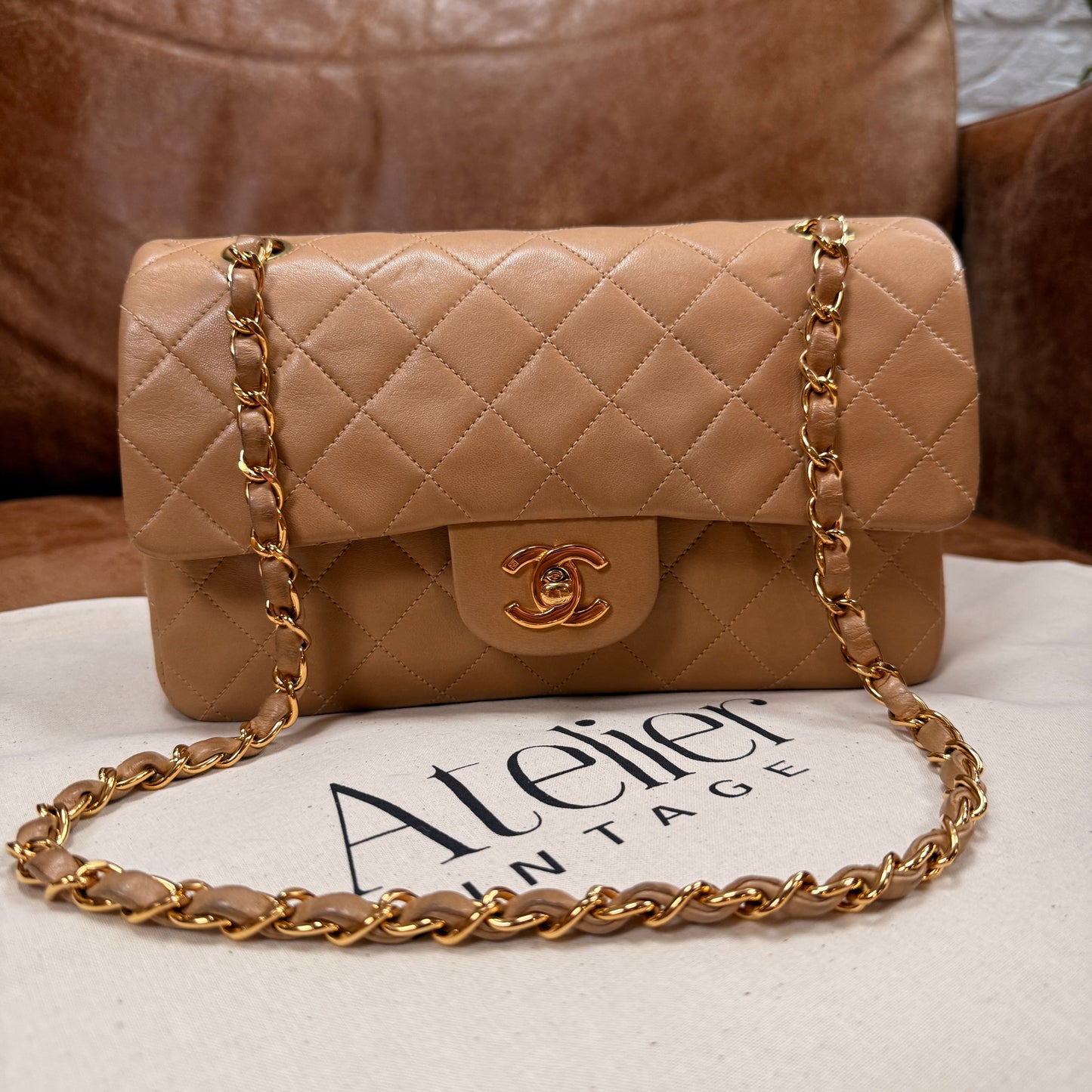 Chanel 1997 Rare Dark Beige Classic Double Flap Small