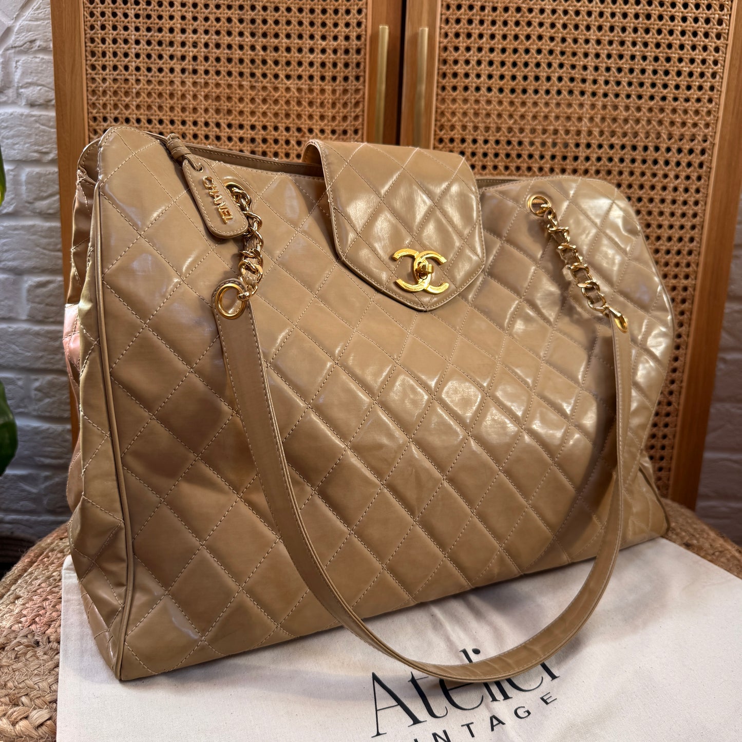Chanel 1995 XXL Super Model Tote with Turnlock