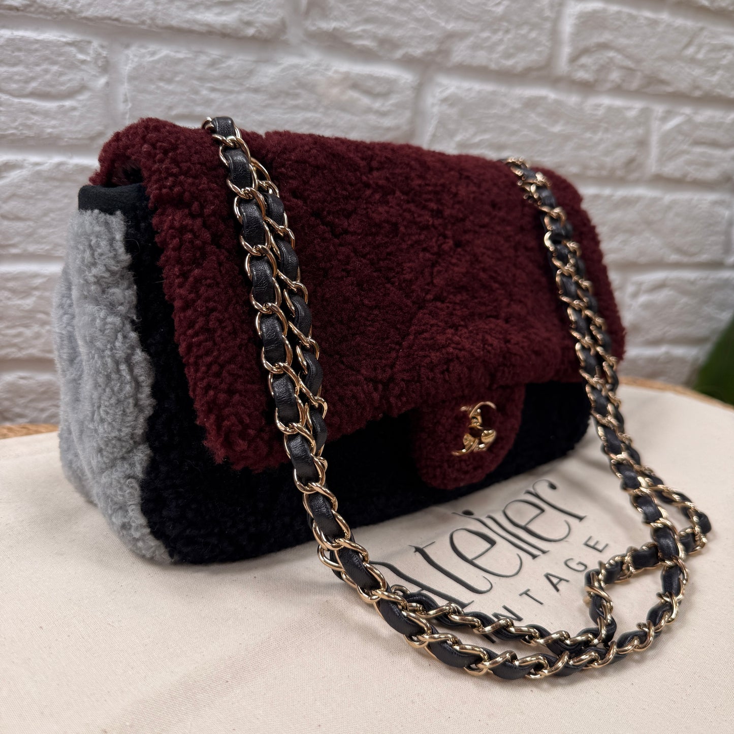 Chanel 2019 Shearling Tri Color Single Flap