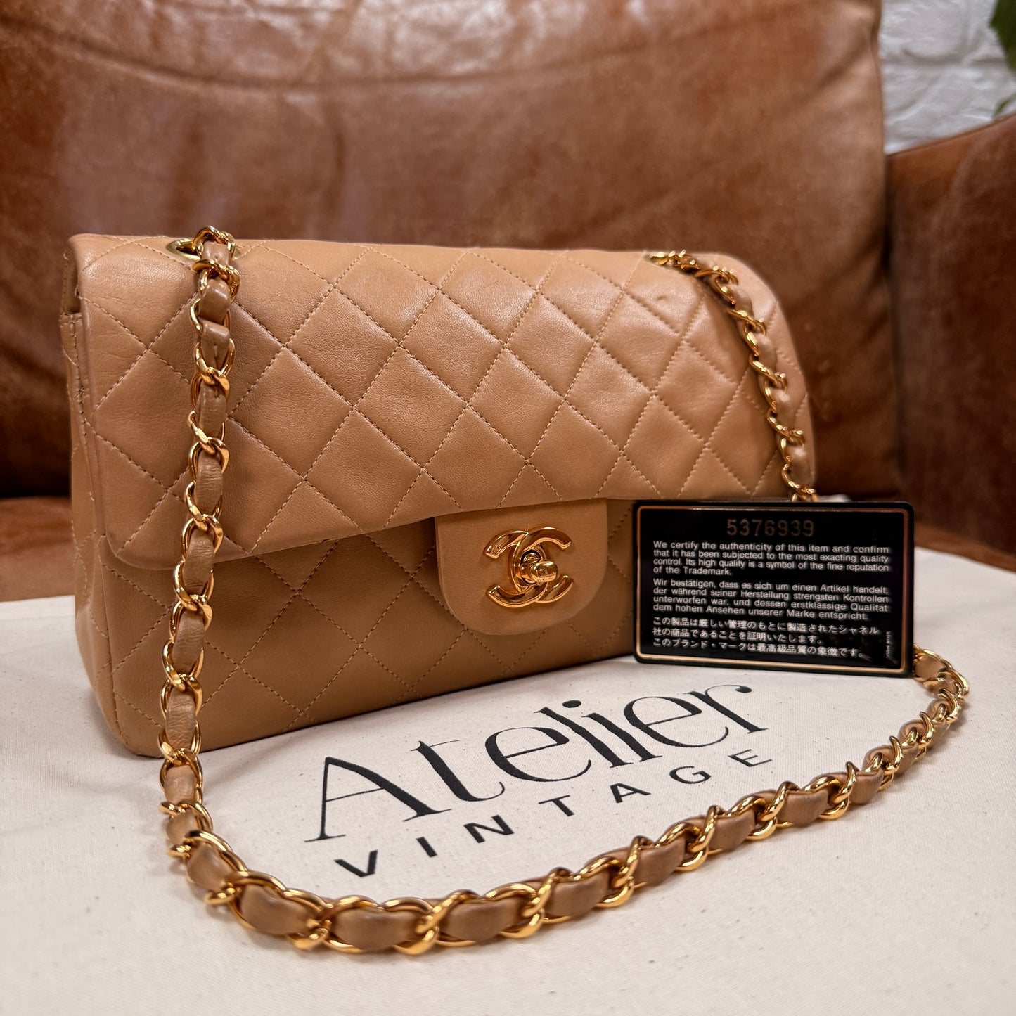 Chanel 1997 Rare Dark Beige Classic Double Flap Small