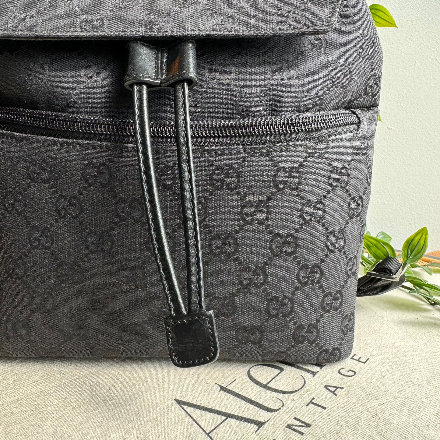 Gucci 2000s GG Canvas & Leather Top Handle Back Pack