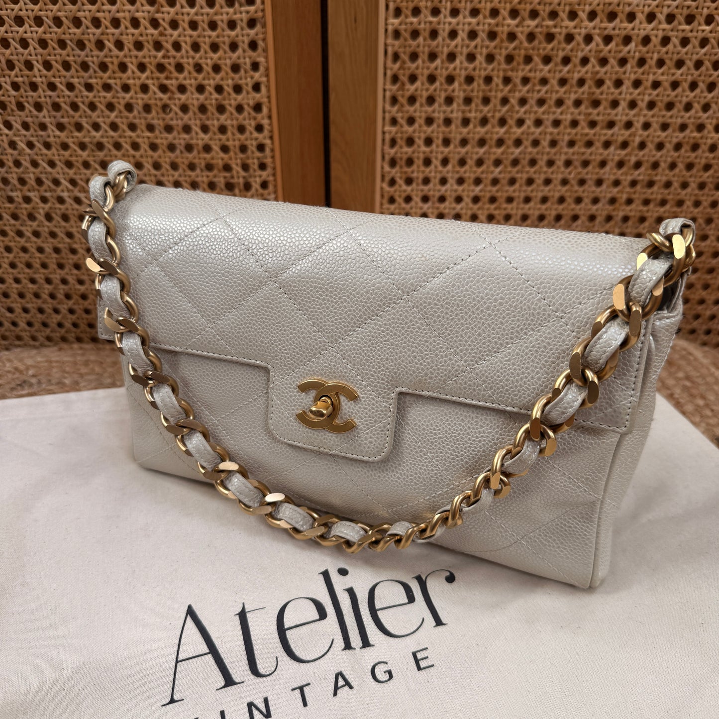 Chanel Ultra Rare 2000 pearlescent Caviar Single Flap